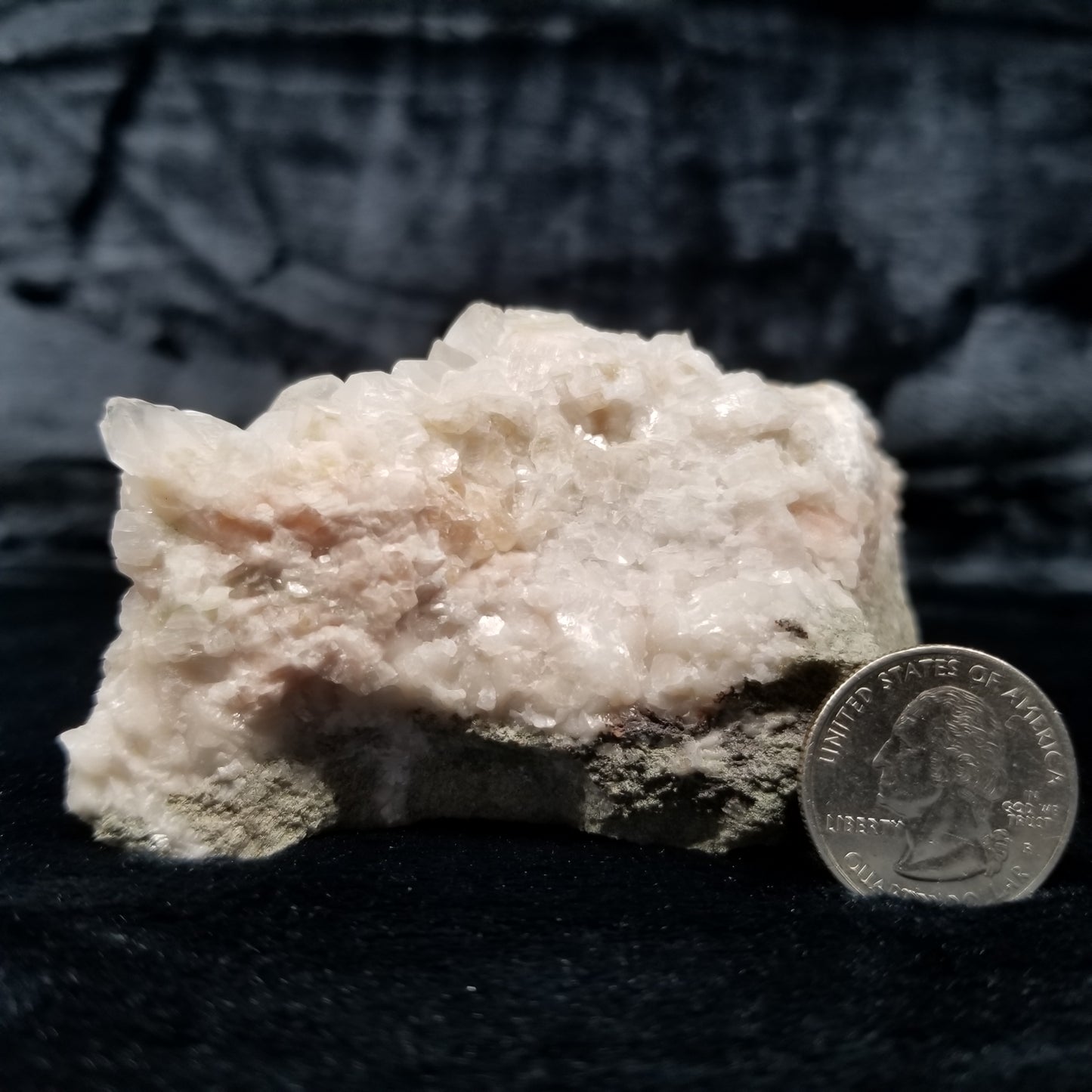 #11311 Clear Combined form Calcite on white and pink Calcite matrix