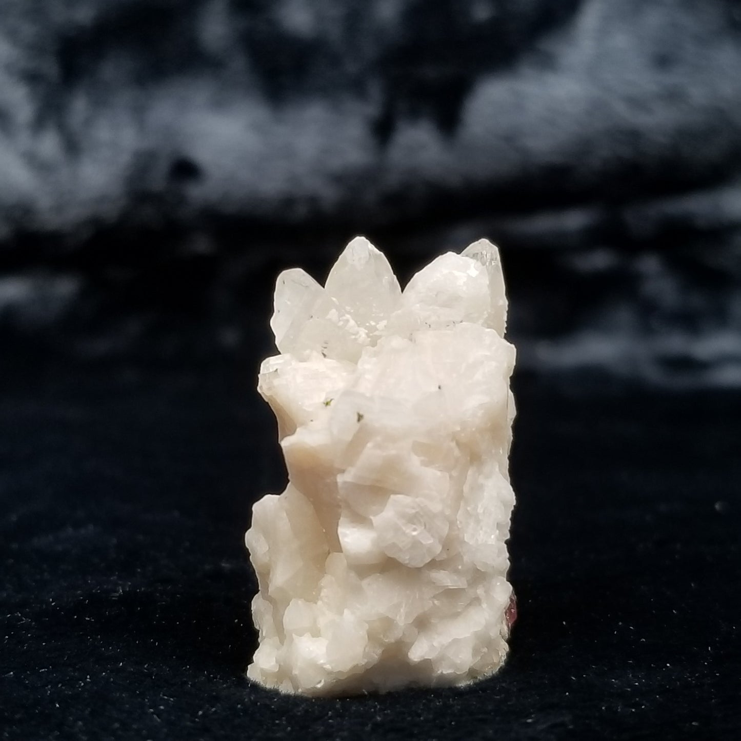 #11312 White Dolomite and Chalcopyrite on clear Combined form Calcite on matrix