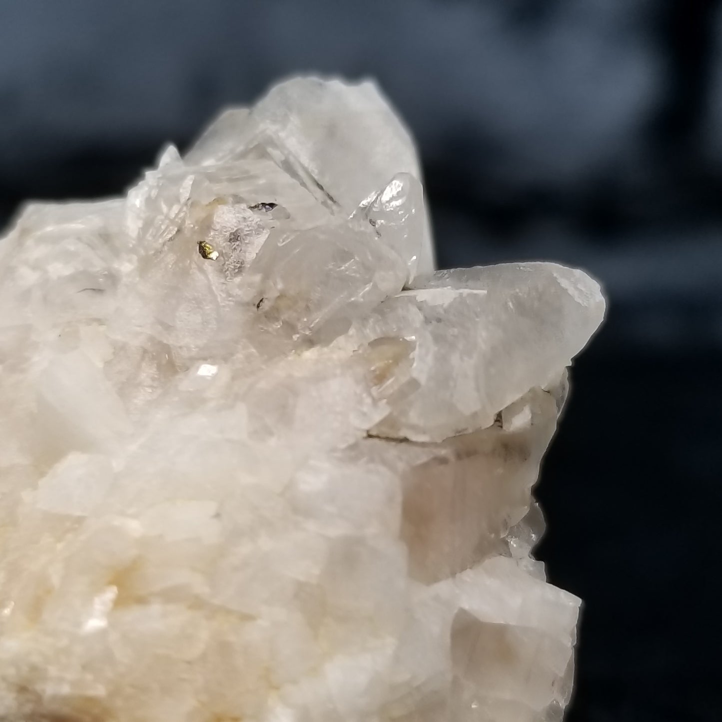 #11326 Chalcopyrite on clear Combined form Calcite on matrix