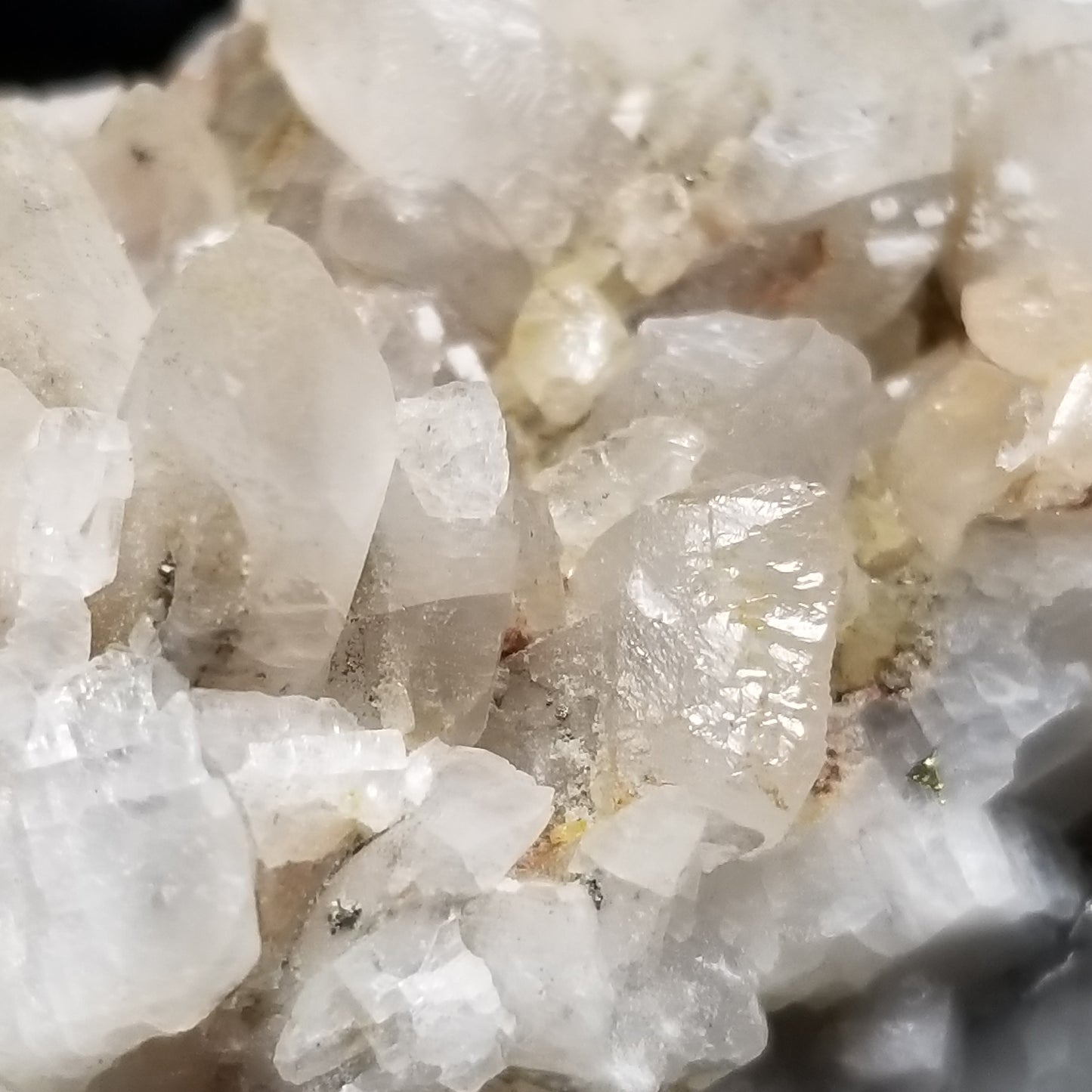 #11327 Chalcopyrite on clear Combined form Calcite cluster with Chalcopyrite inclusions on matrix