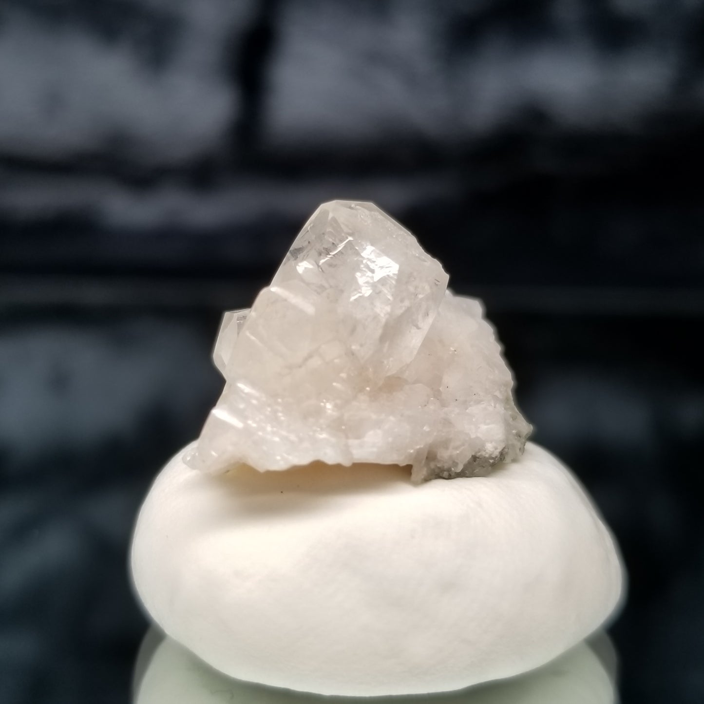 #11329 Super clear Combined form Calcite on white Calcite matrix