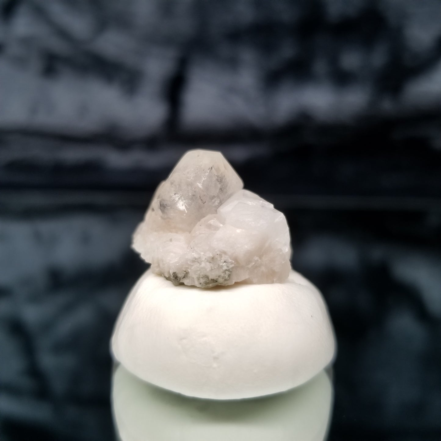 #11329 Super clear Combined form Calcite on white Calcite matrix