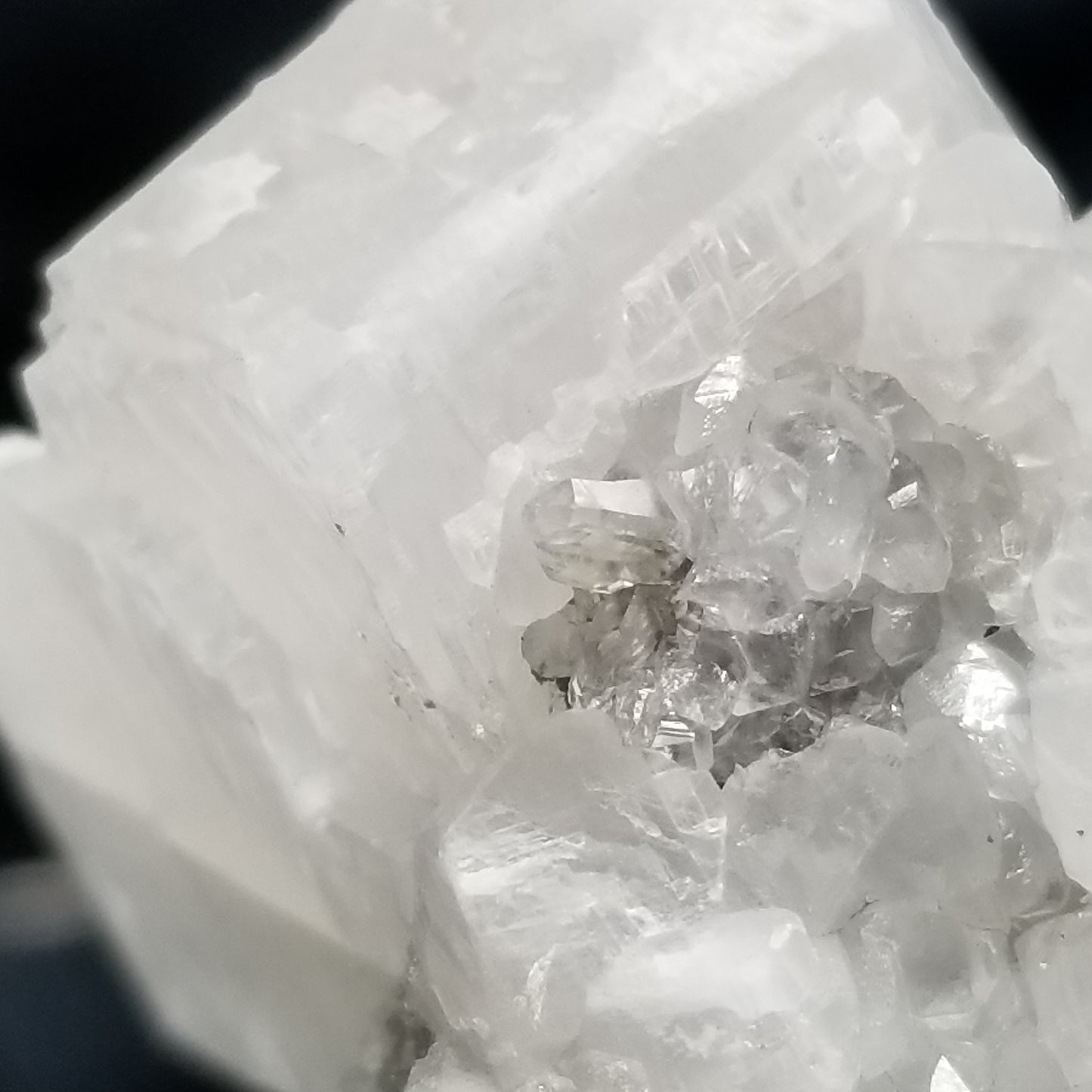 #11340 Clear Calcite Combined form with Spirit Spar on matrix