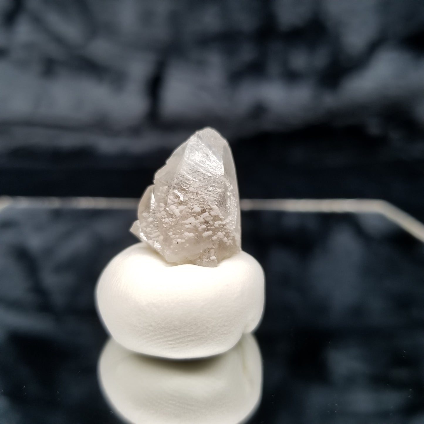 #11342 White Dolomite on twin Combined form Calcite with Chalcopyrite inclusions