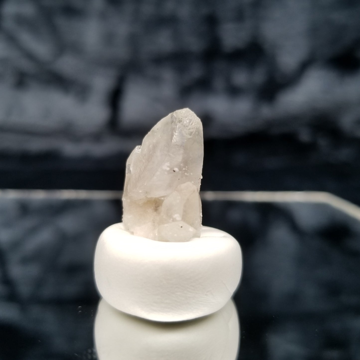 #11345 Chalcopyrite and white Dolomite on clear twin Combined form Calcite with Chalcopyrite inclusions on matrix