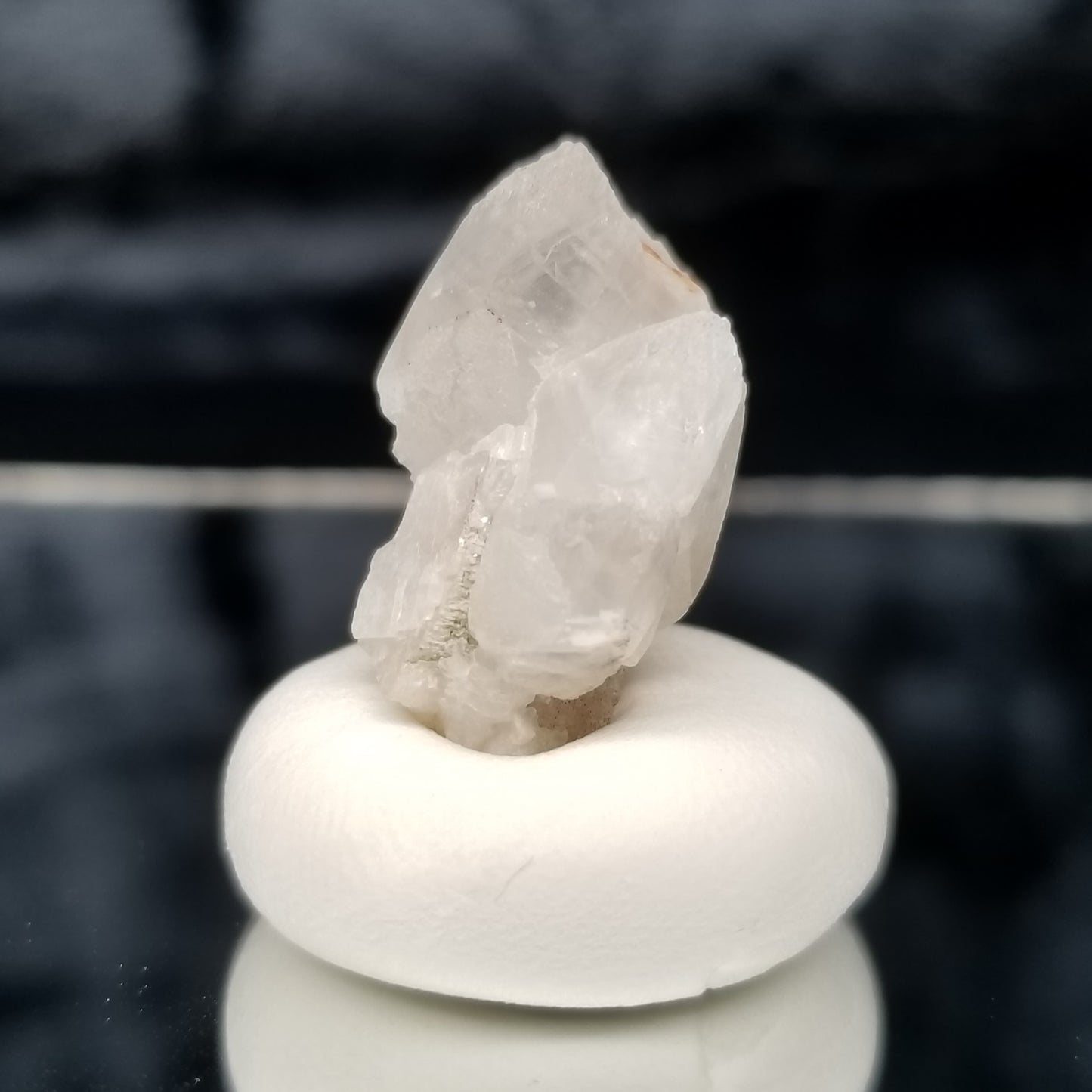 #11351 White Dolomite on triple clear Combined form Calcite formation on matrix
