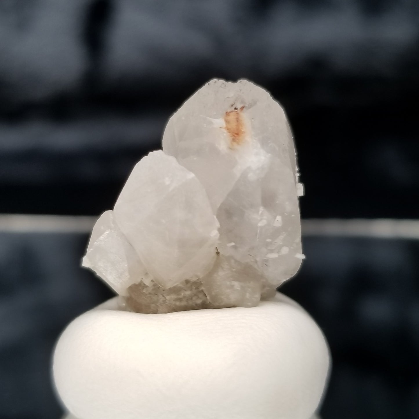 #11351 White Dolomite on triple clear Combined form Calcite formation on matrix