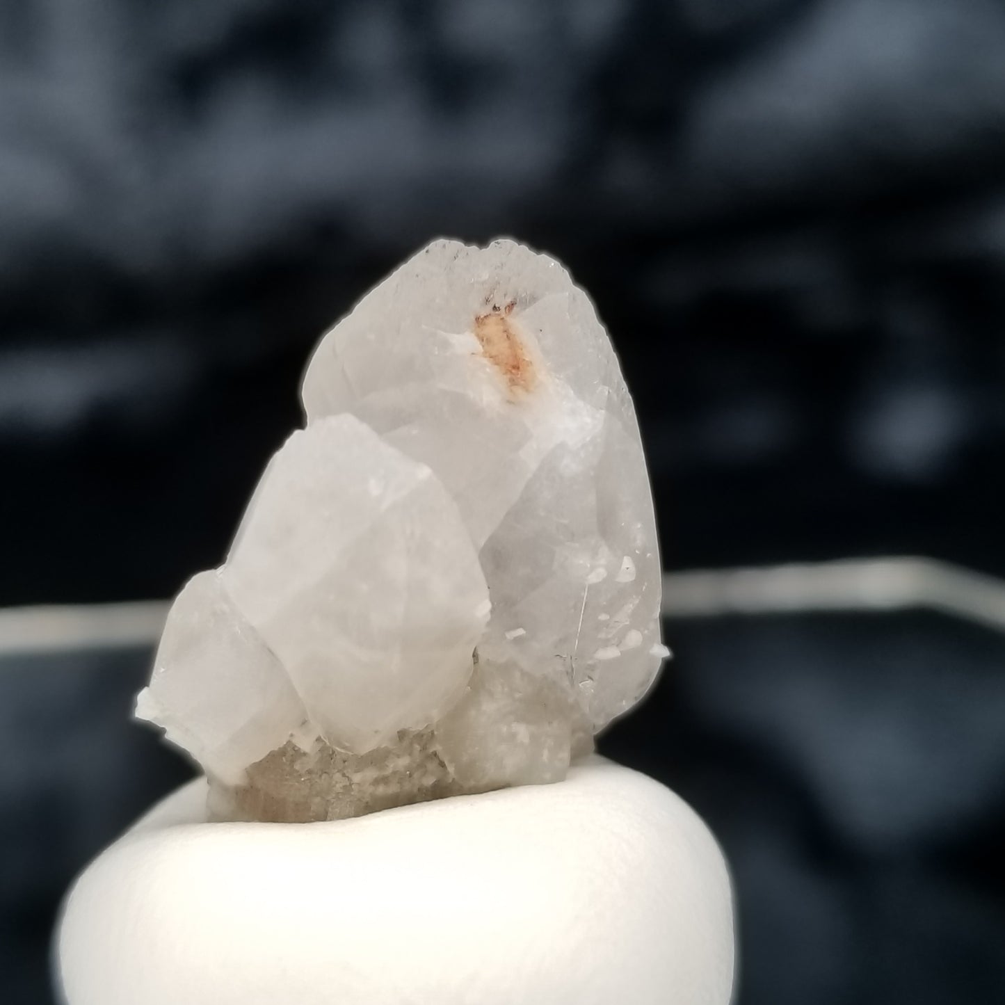 #11351 White Dolomite on triple clear Combined form Calcite formation on matrix