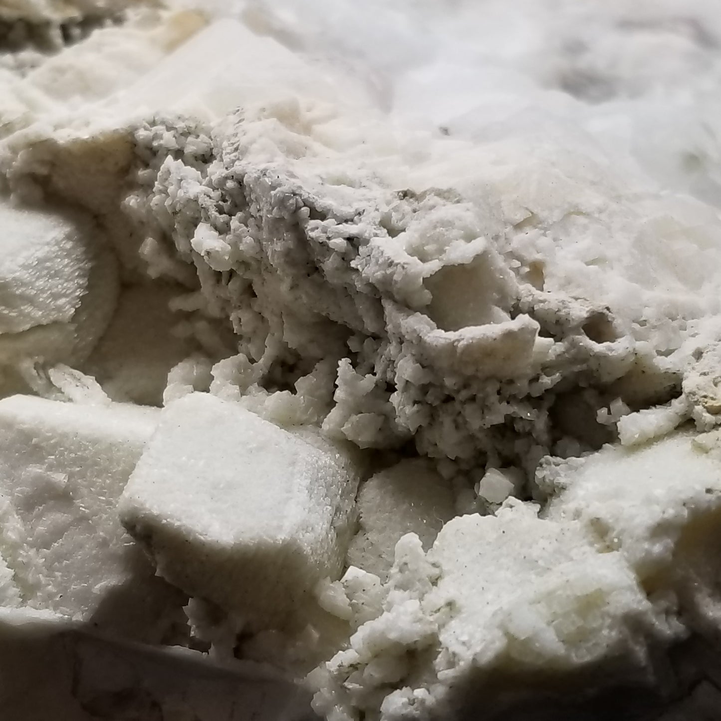 #11296 White Dolomite on Combined form Calcite with Chalcopyrite inclusions multiple formation