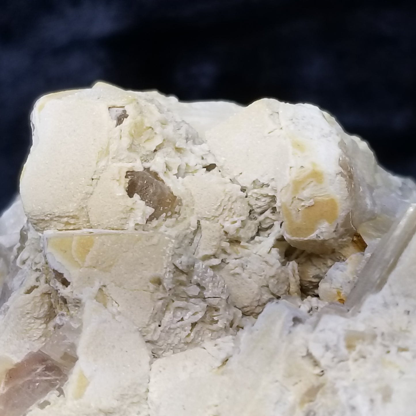 #11296 White Dolomite on Combined form Calcite with Chalcopyrite inclusions multiple formation