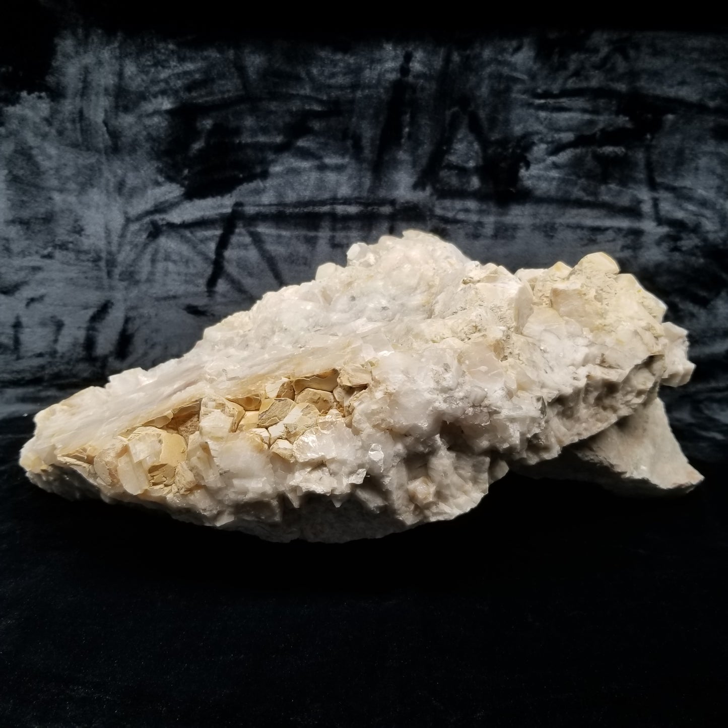 #11296 White Dolomite on Combined form Calcite with Chalcopyrite inclusions multiple formation