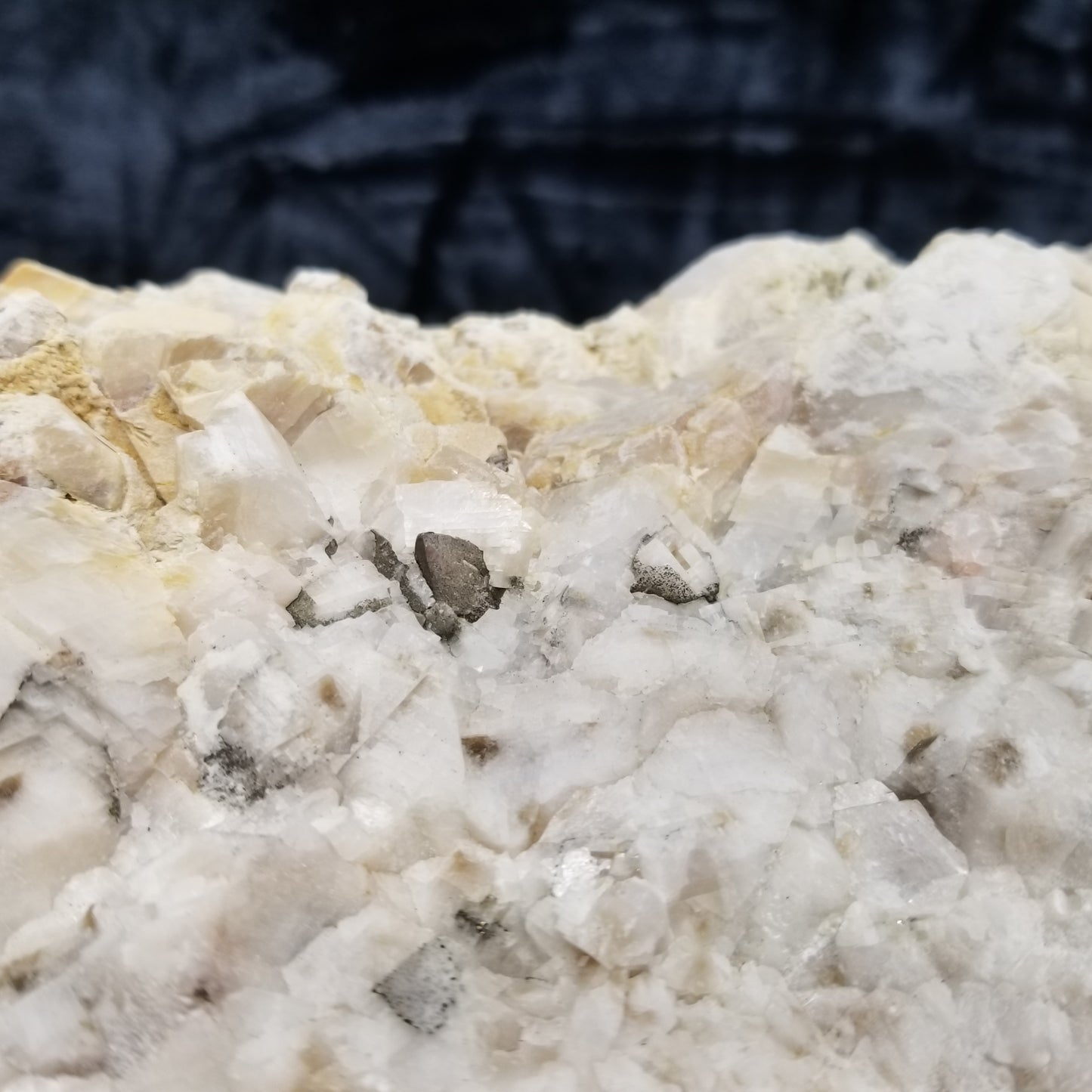 #11296 White Dolomite on Combined form Calcite with Chalcopyrite inclusions multiple formation