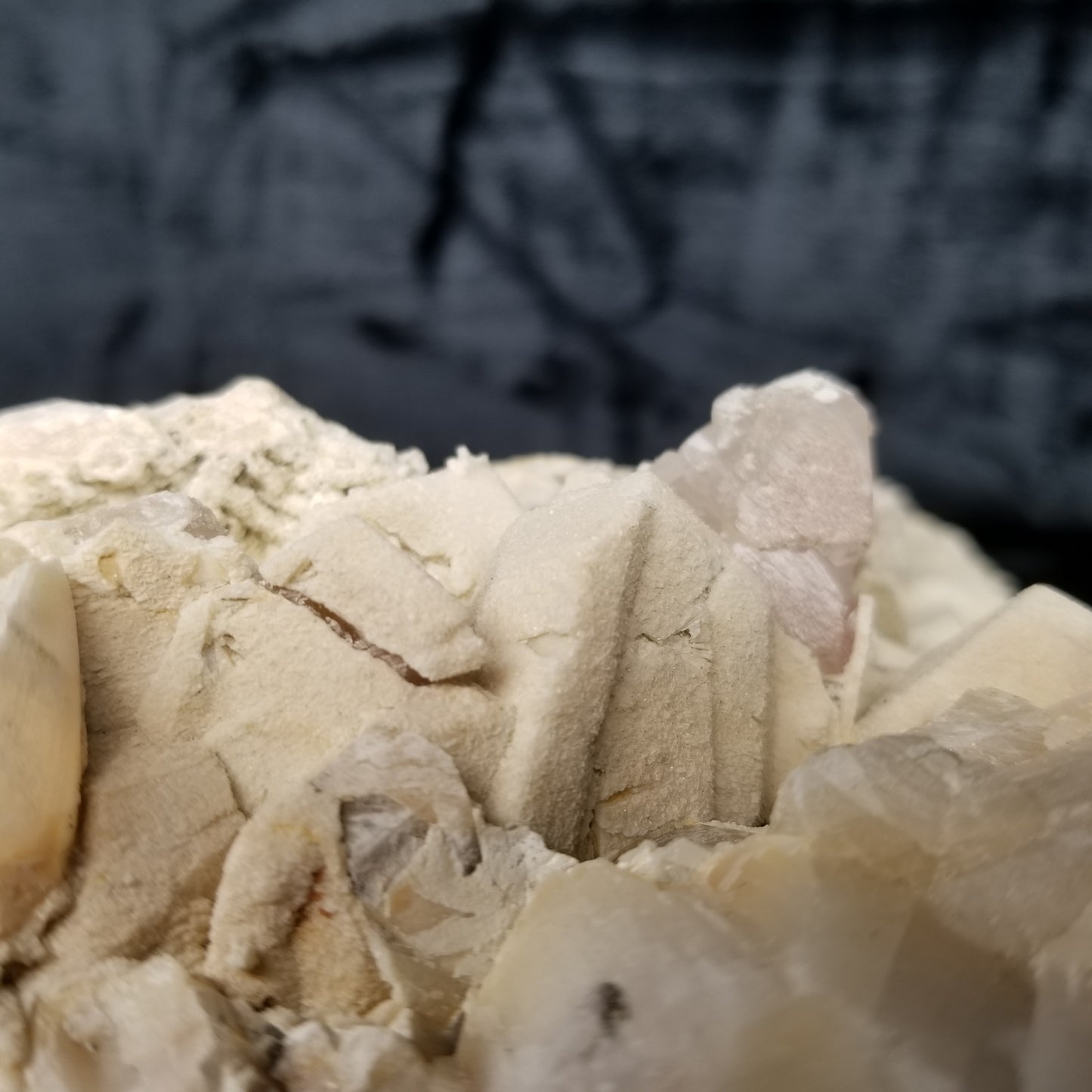 #11296 White Dolomite on Combined form Calcite with Chalcopyrite inclusions multiple formation