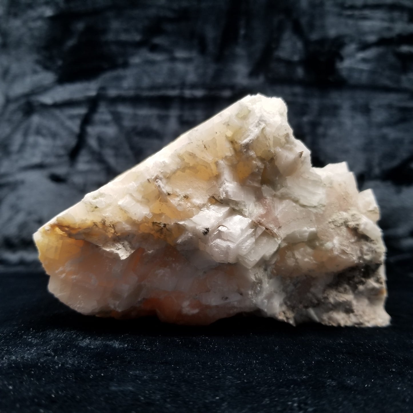 #11357 Honey Calcite block with natural angle on Calcite matrix
