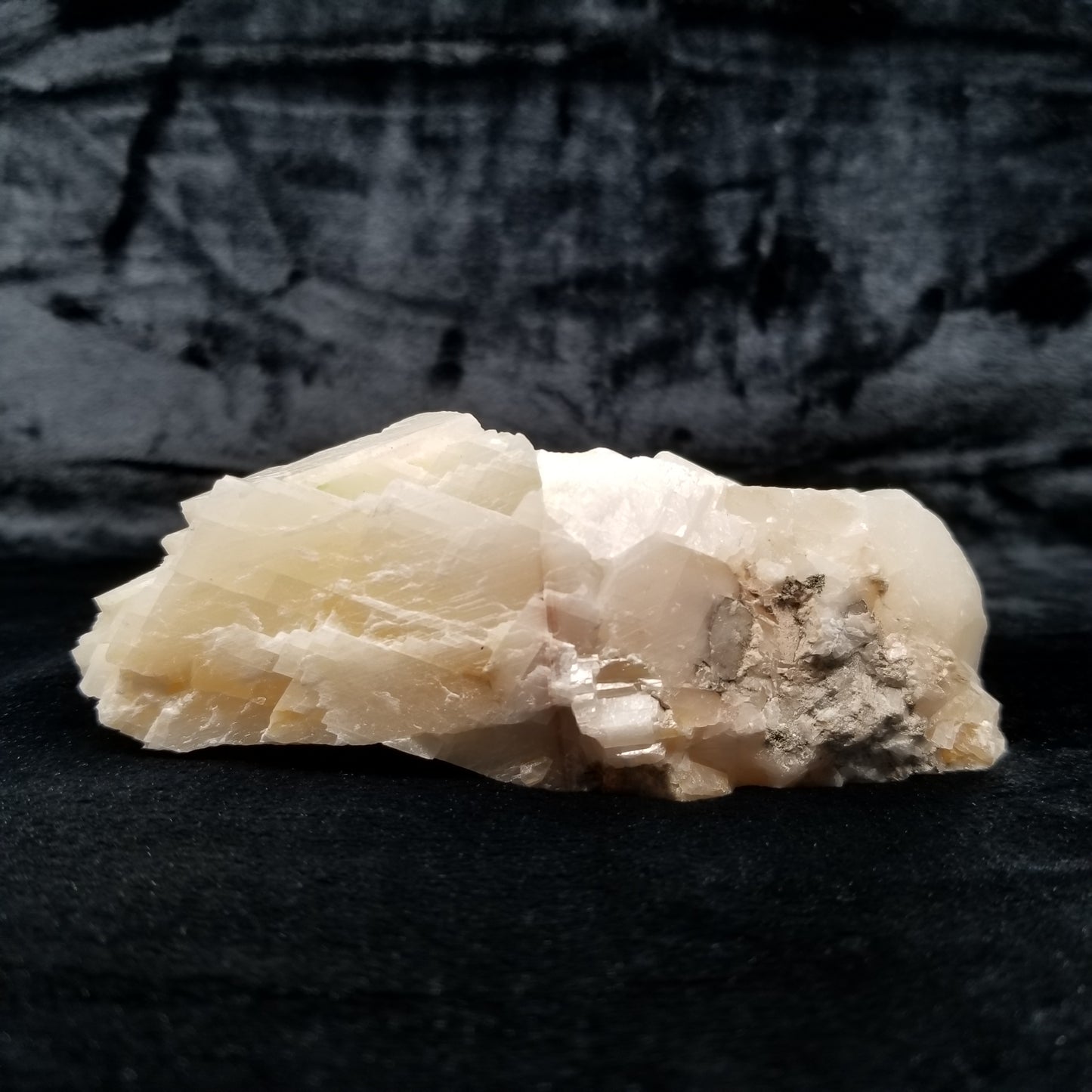 #11358 Honey Calcite block with natural angle on Calcite matrix