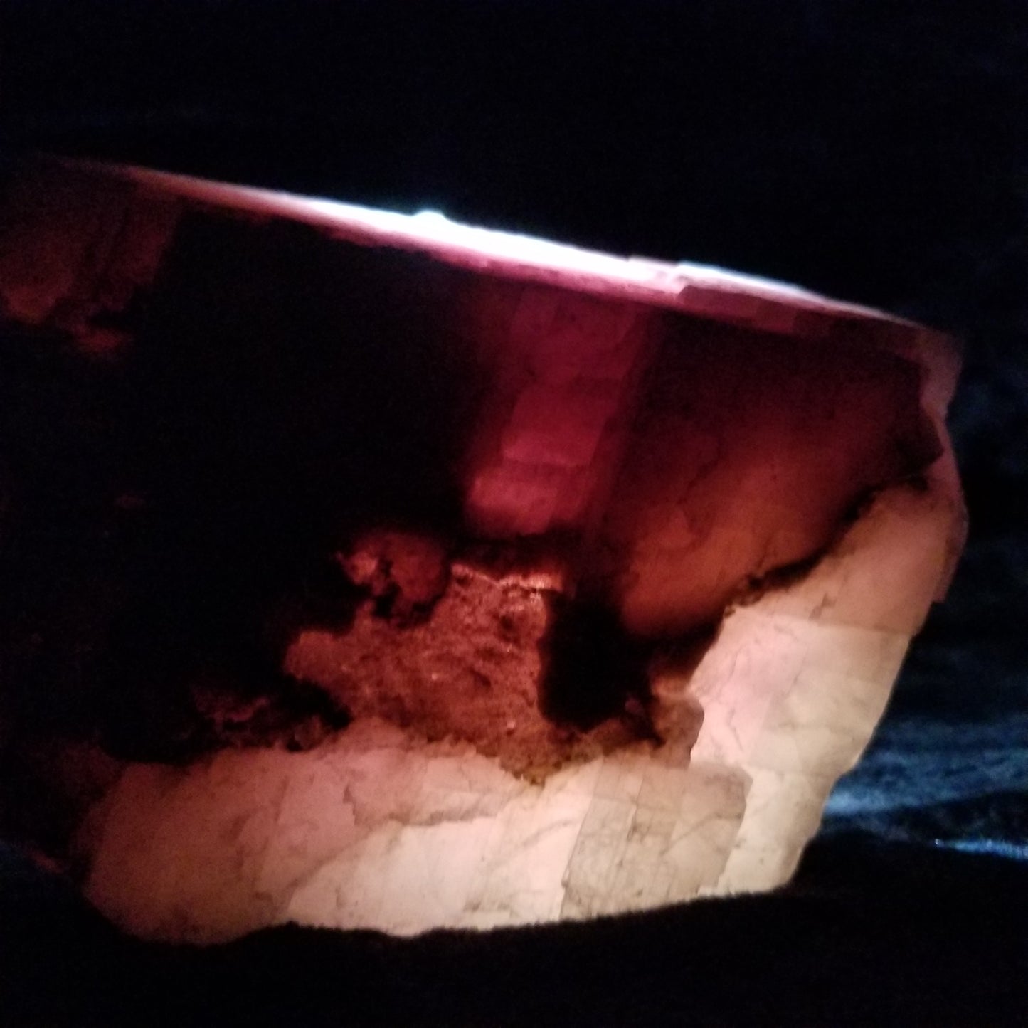 #11362 Purple and Honey Calcite block with natural angle