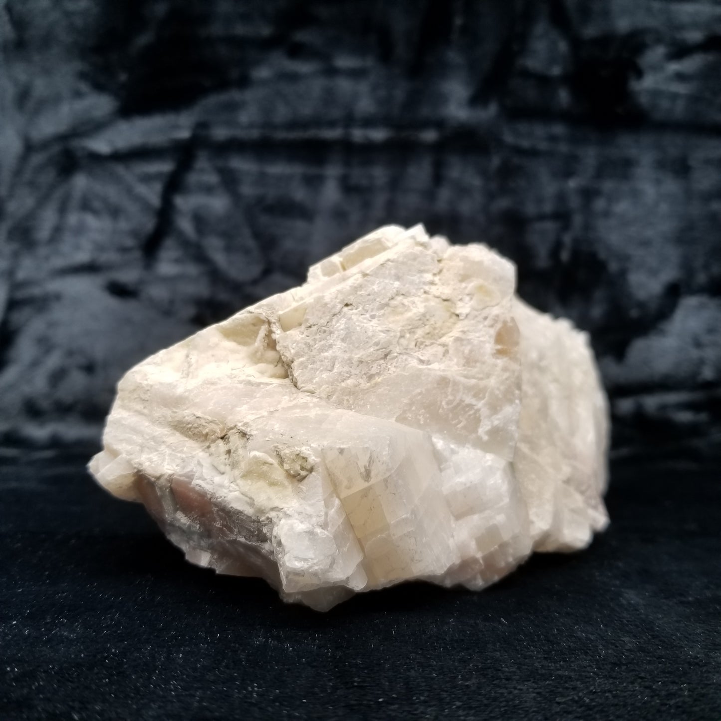#11365 White Dolomite on honey Calcite block with natural angle