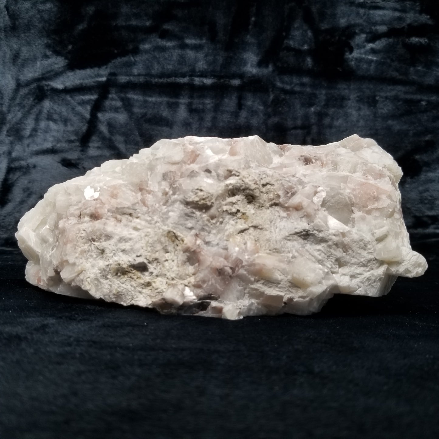 #11365 White Dolomite on honey Calcite block with natural angle