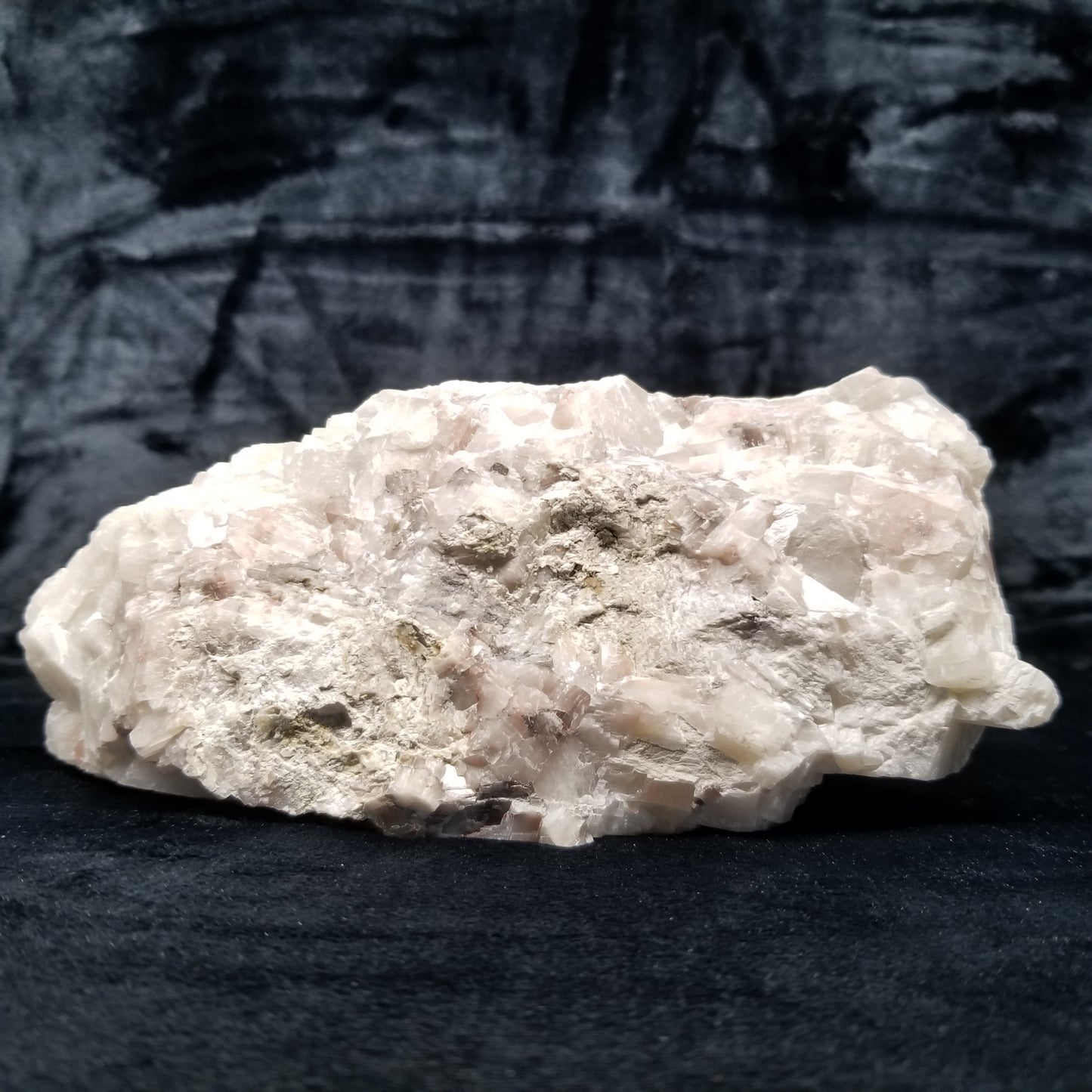 #11365 White Dolomite on honey Calcite block with natural angle
