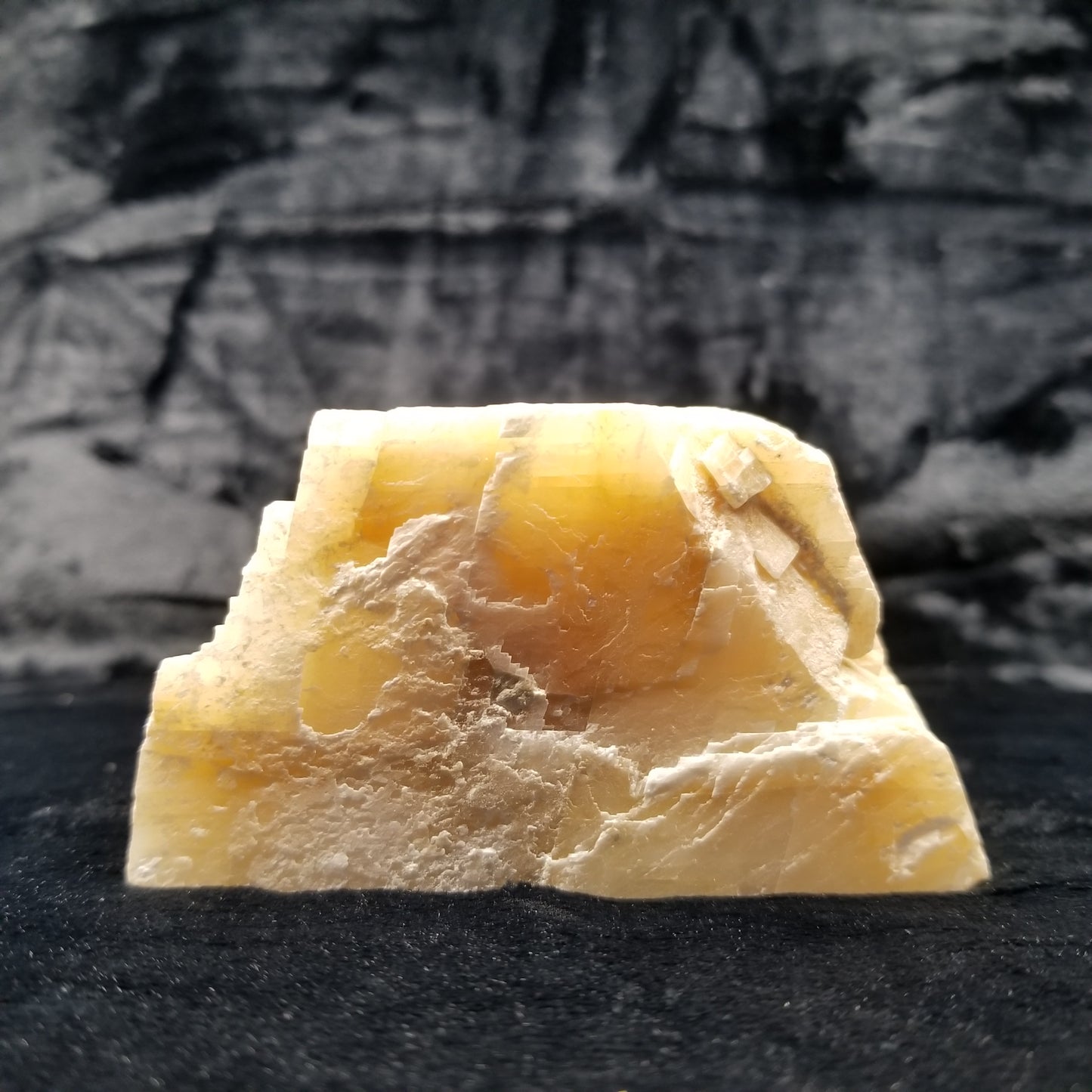 #11369 Honey Calcite block with natural angle