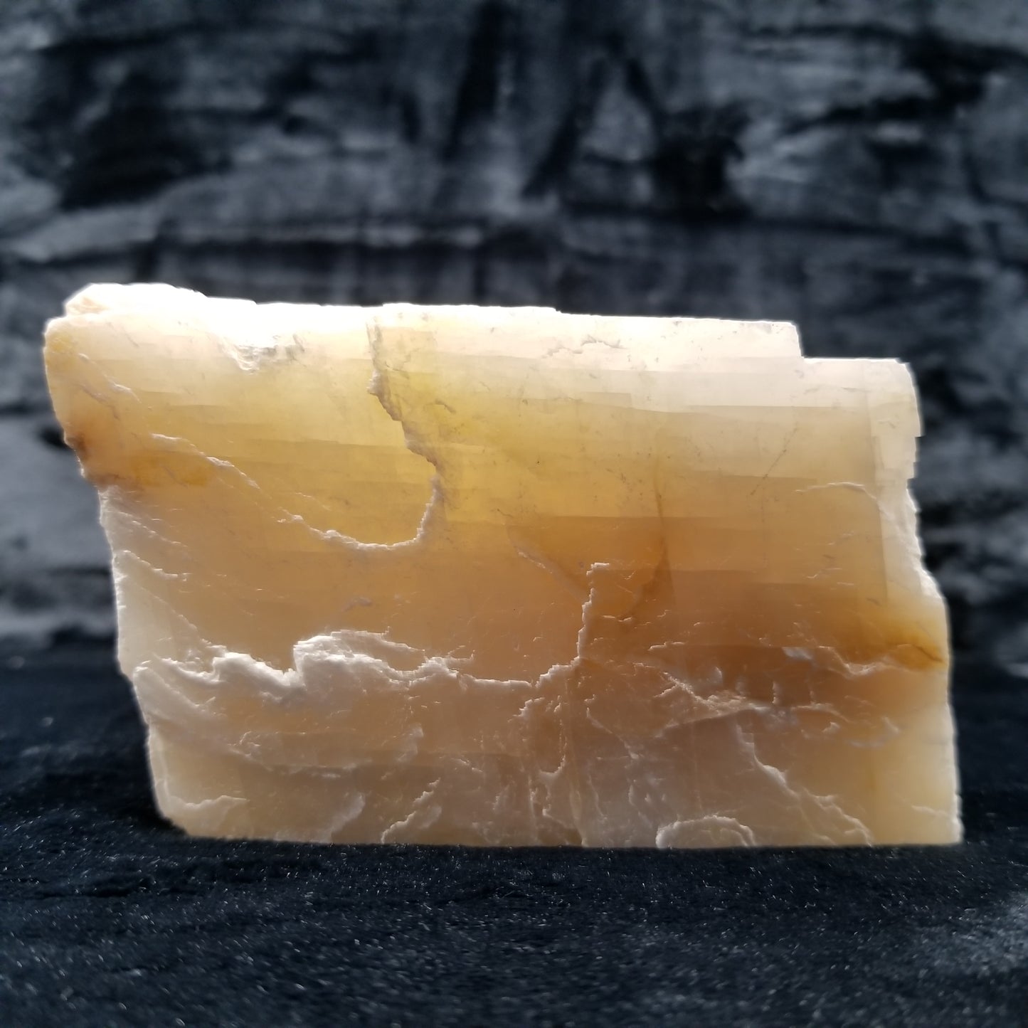 #11369 Honey Calcite block with natural angle