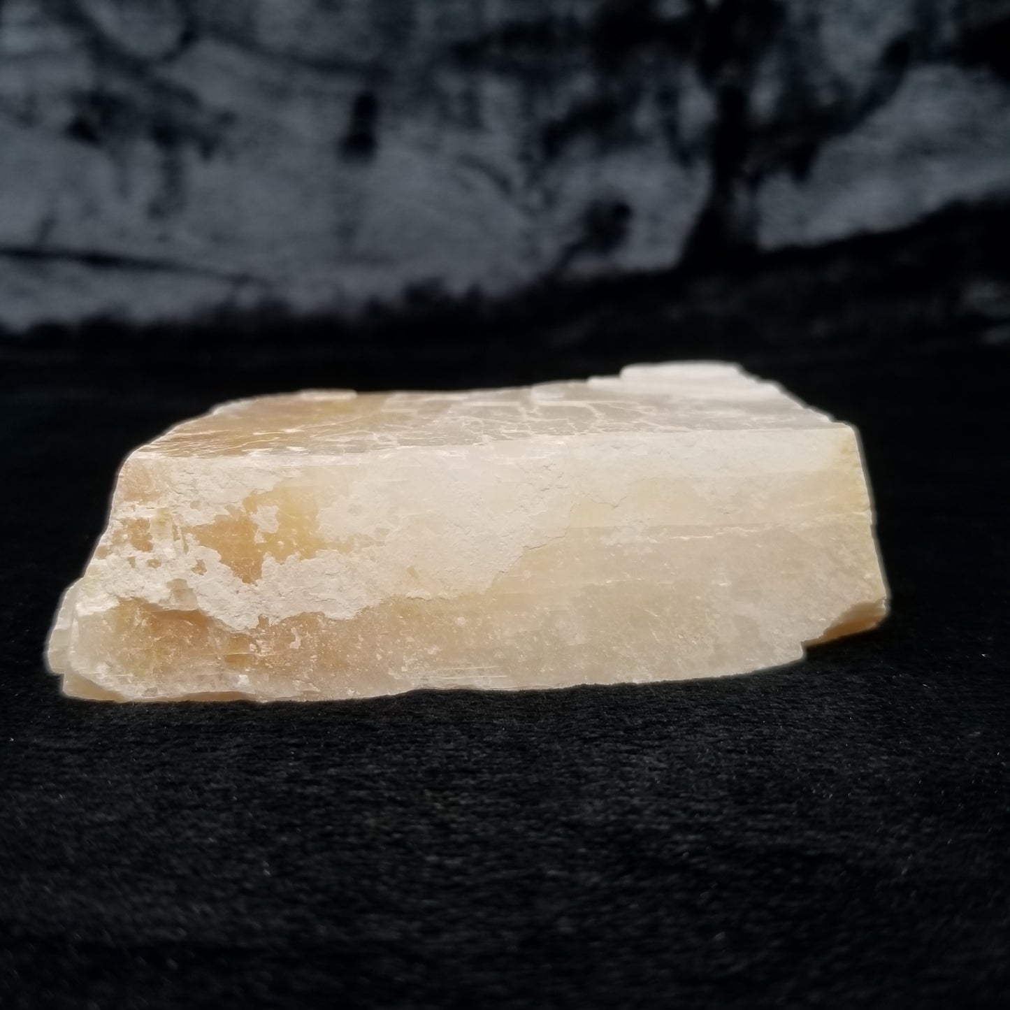 #11378 Honey Calcite block with natural angle
