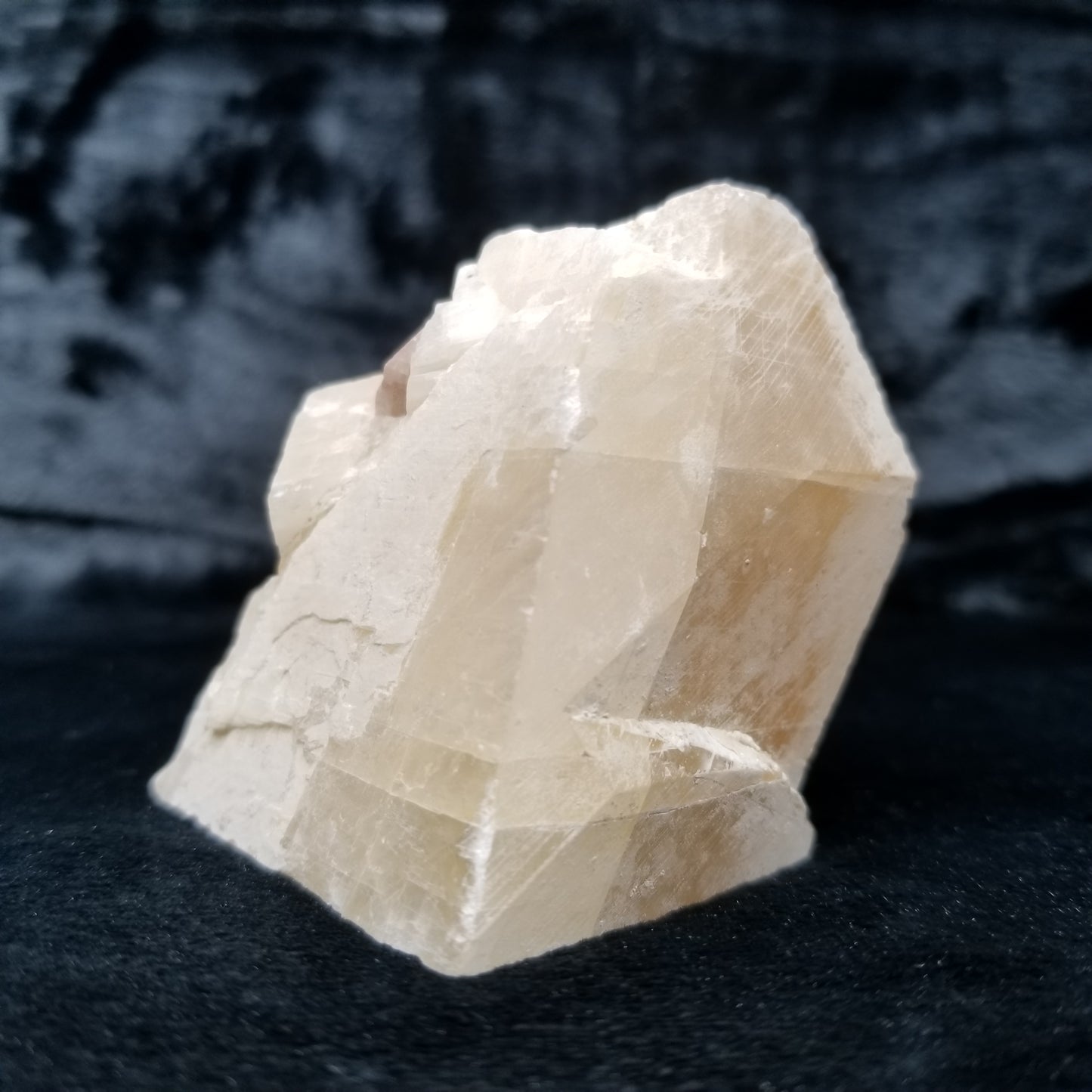 #11387 White Dolomite on white and honey Calcite block with natural angle