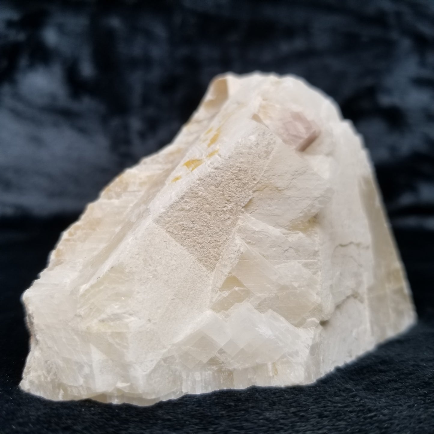 #11387 White Dolomite on white and honey Calcite block with natural angle