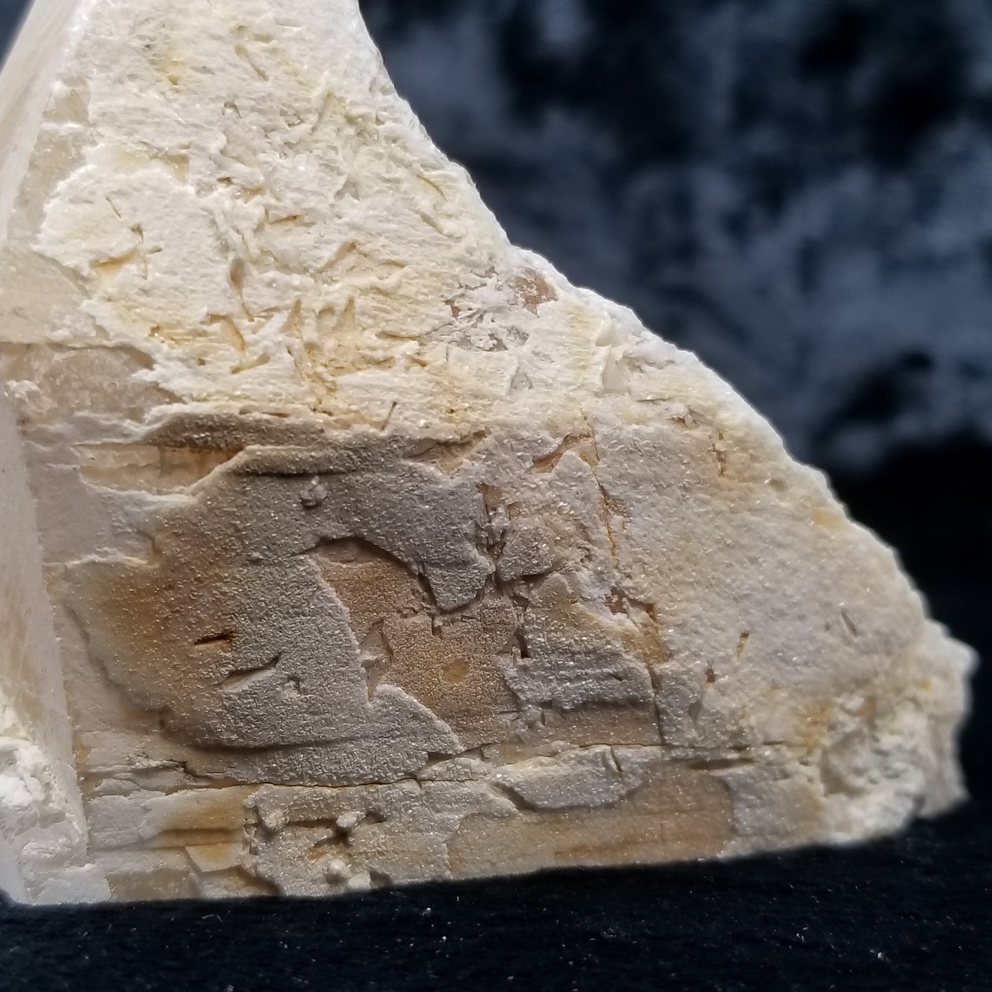 #11387 White Dolomite on white and honey Calcite block with natural angle