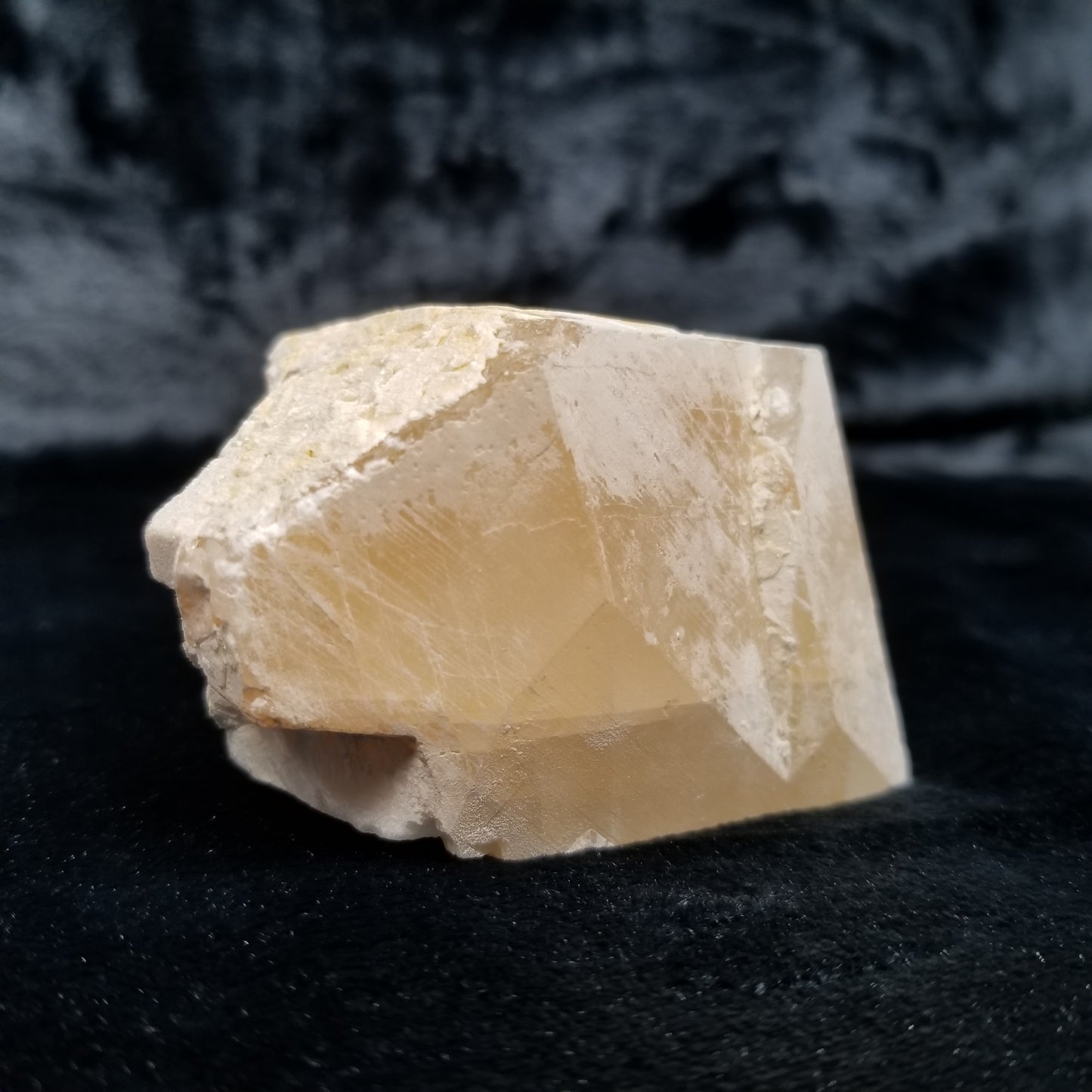 #11387 White Dolomite on white and honey Calcite block with natural angle