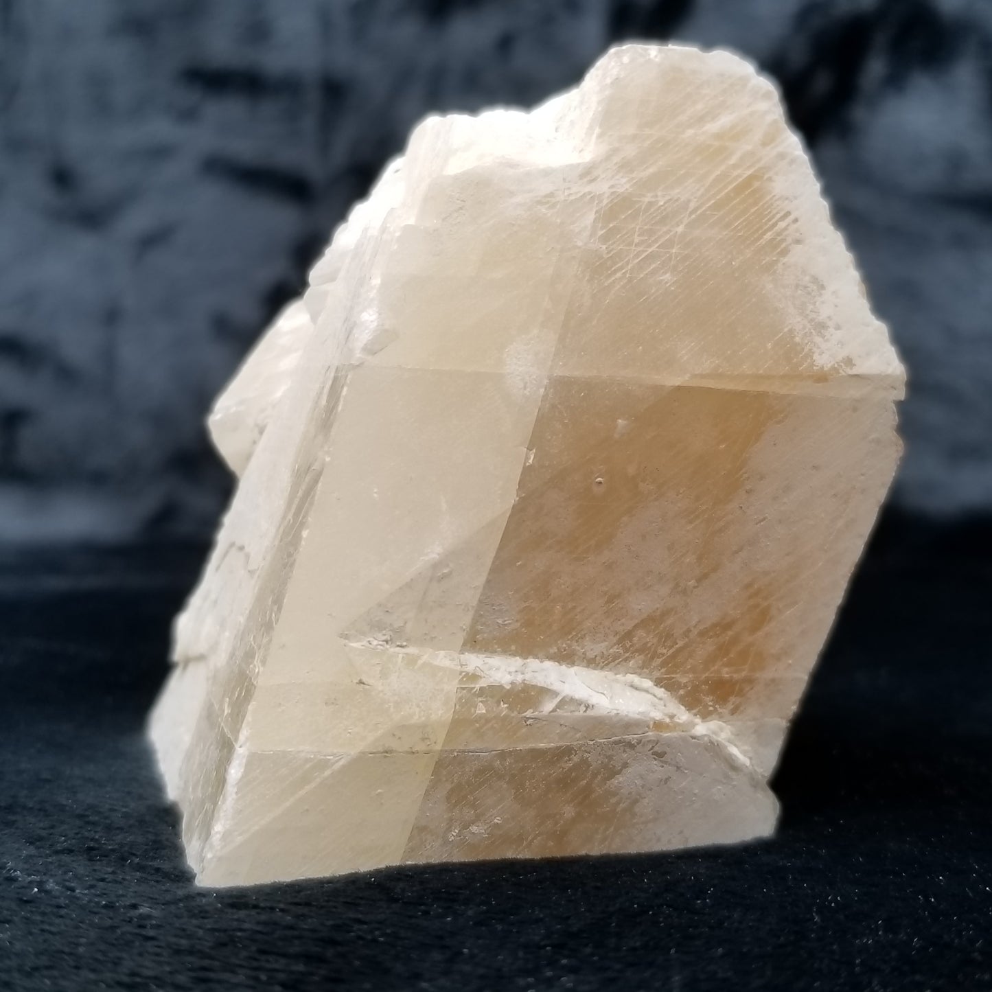 #11387 White Dolomite on white and honey Calcite block with natural angle