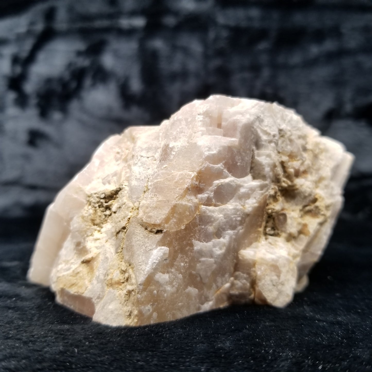 #11390 Yellow Dolomite on honey Calcite block on white Calcite matrix