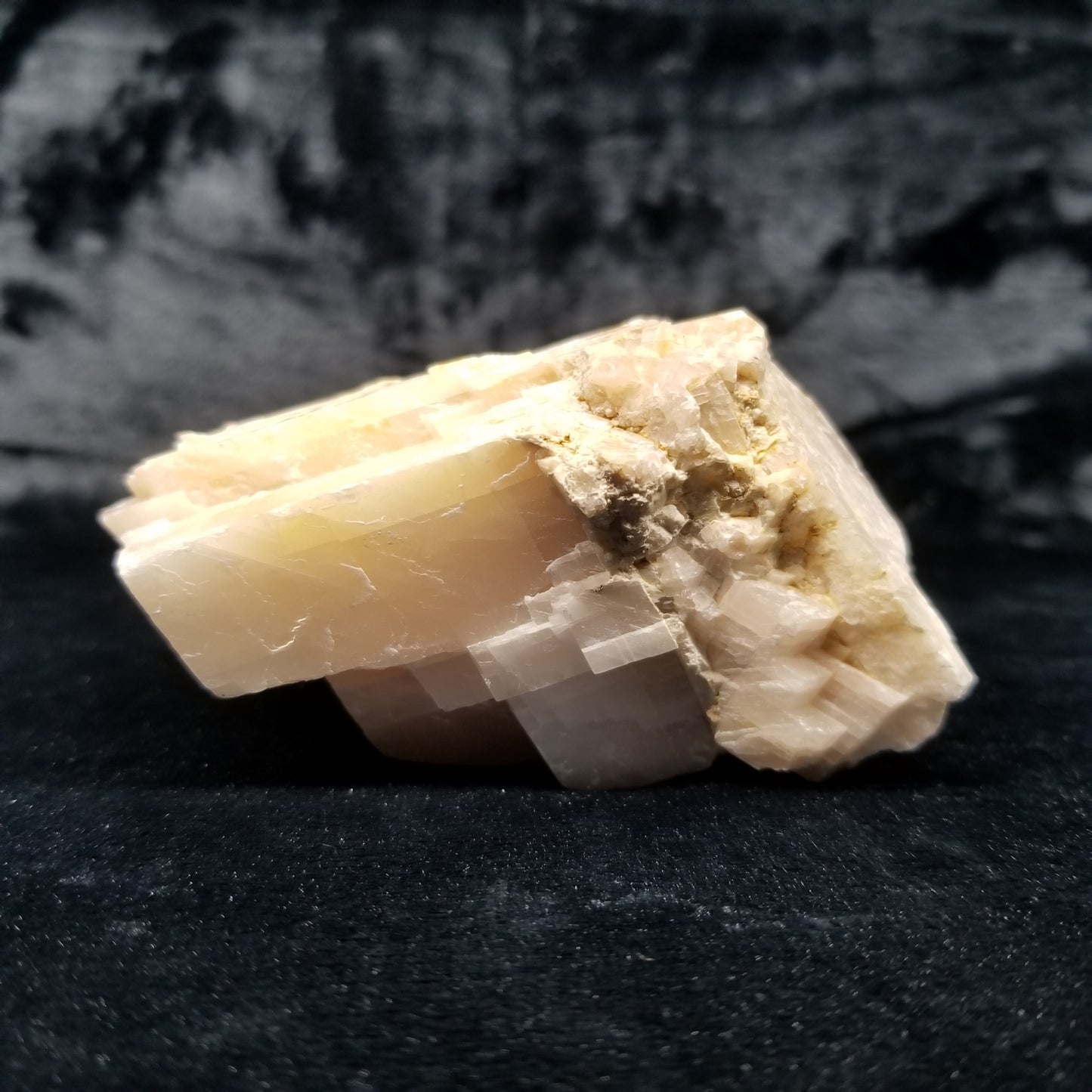 #11390 Yellow Dolomite on honey Calcite block on white Calcite matrix