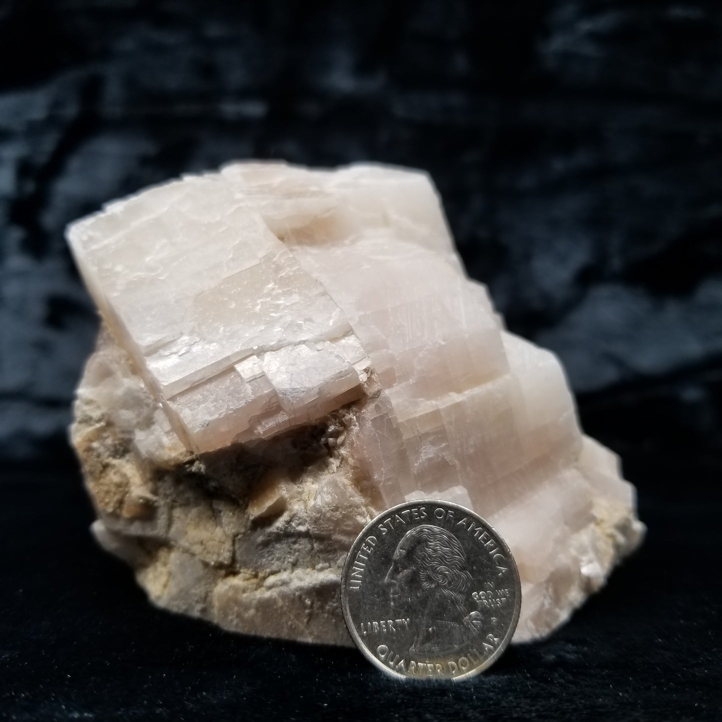 #11390 Yellow Dolomite on honey Calcite block on white Calcite matrix
