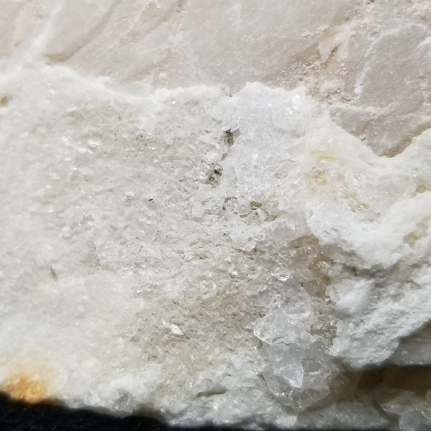 #11396 White Dolomite on honey Calcite block