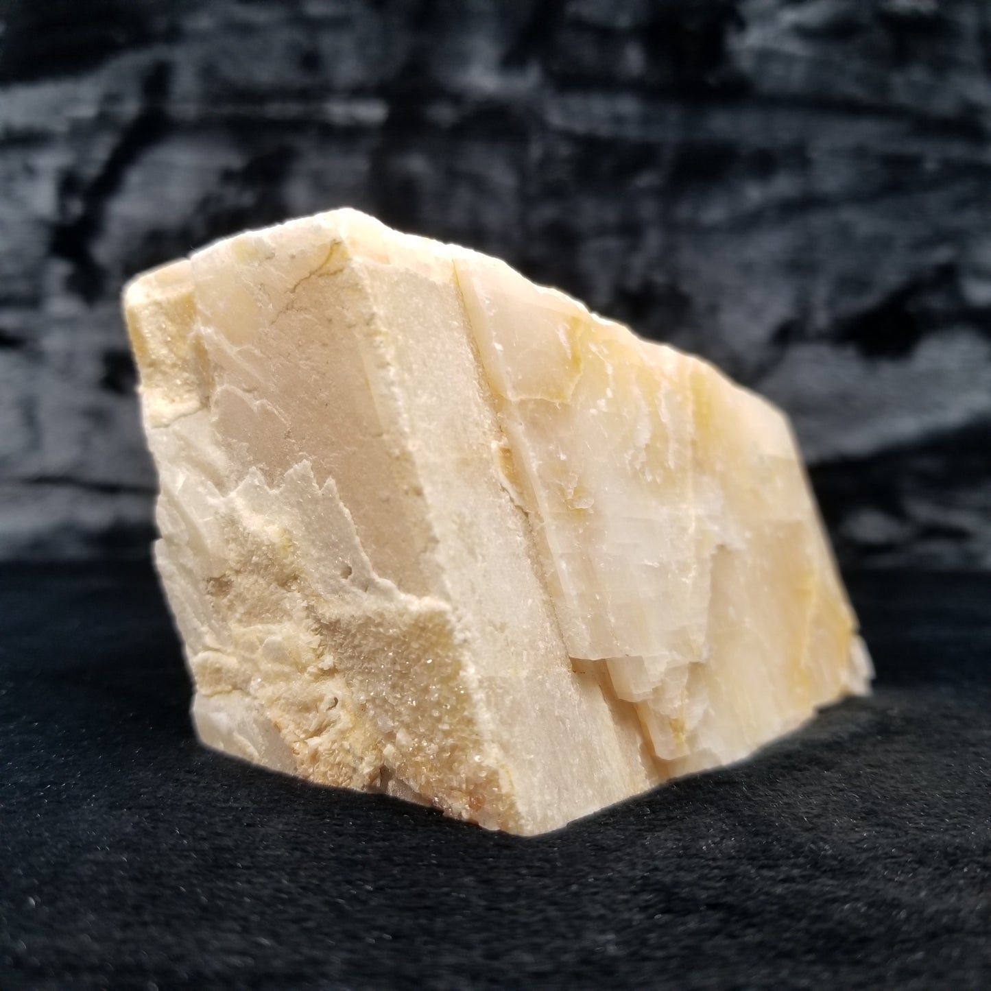 #11397 Yellow Dolomite on honey Calcite block