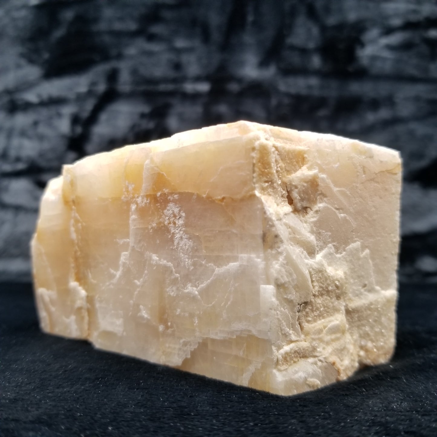 #11397 Yellow Dolomite on honey Calcite block