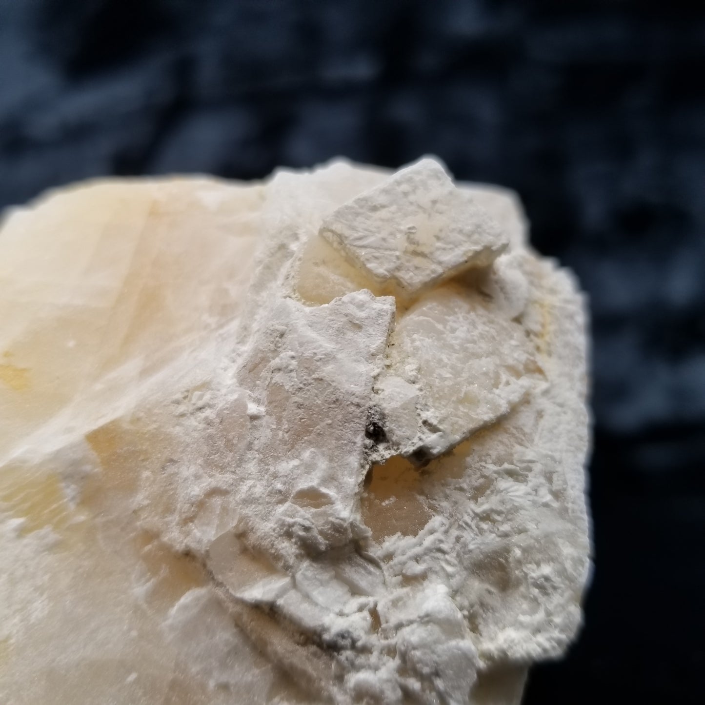 #11398 Dolomite on honey Calcite block