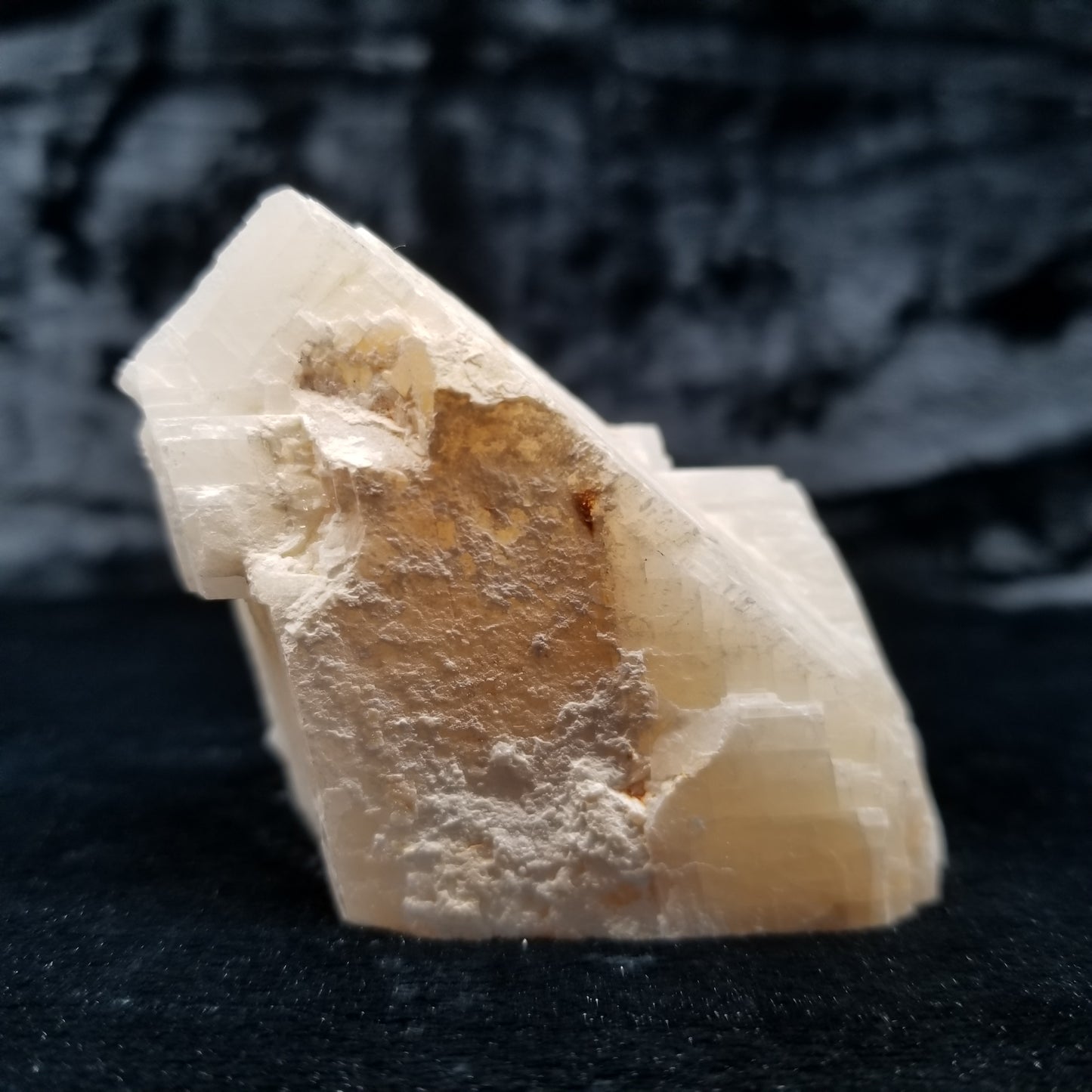 #11404 White Dolomite on honey Calcite block