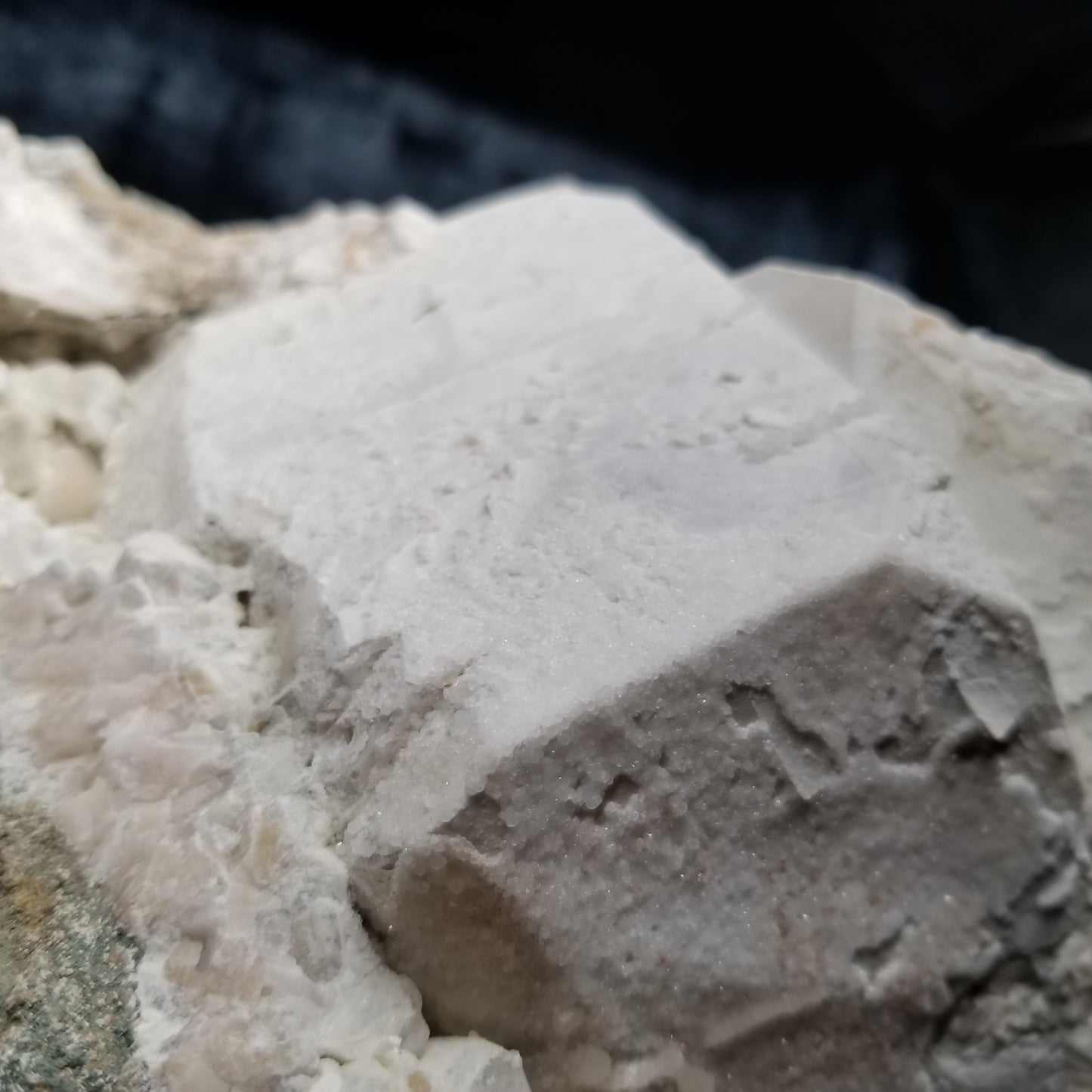 #11063 White Dolomite with small clear Nailhead Spar Calcite on Combined form Calcite and Calcite block formation with Calcite crystals on it and Spirit Quartz