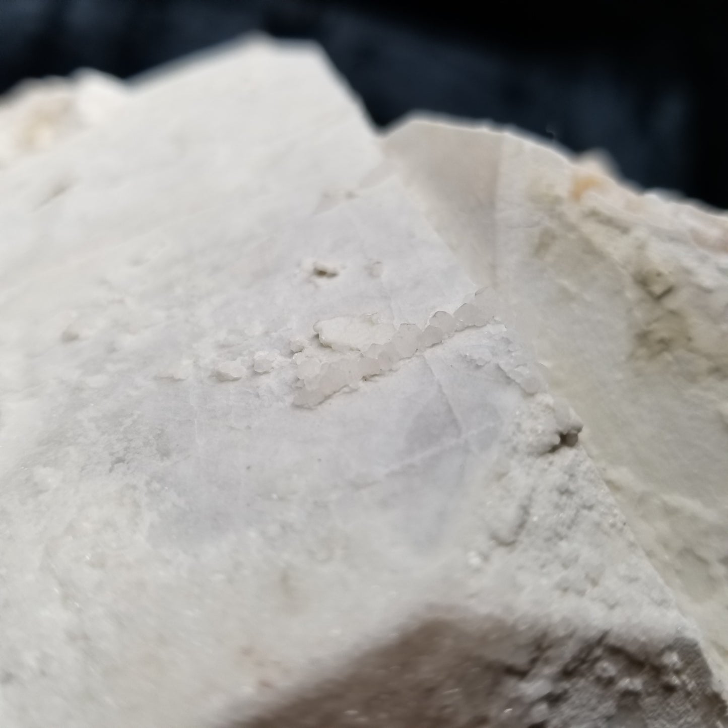 #11063 White Dolomite with small clear Nailhead Spar Calcite on Combined form Calcite and Calcite block formation with Calcite crystals on it and Spirit Quartz
