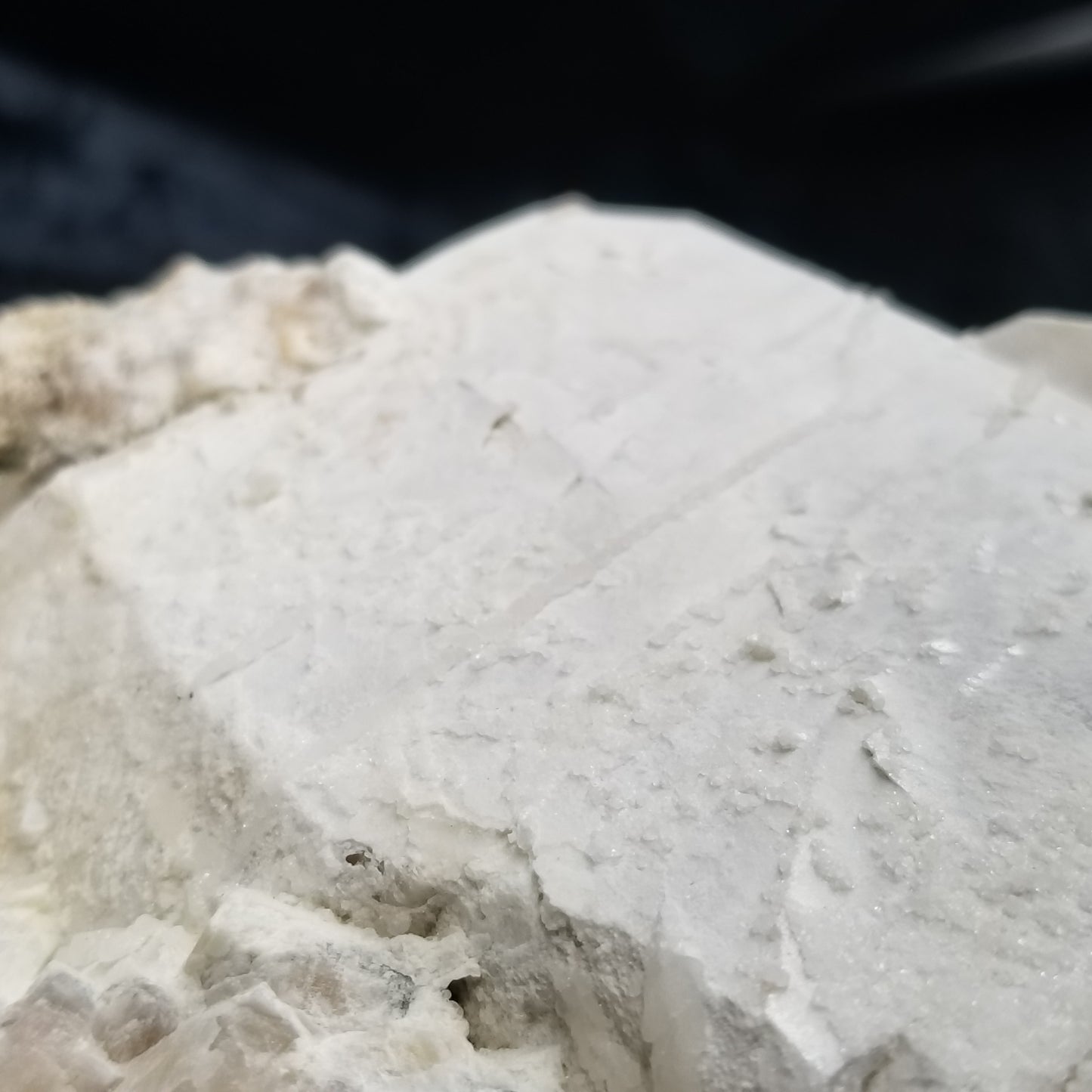 #11063 White Dolomite with small clear Nailhead Spar Calcite on Combined form Calcite and Calcite block formation with Calcite crystals on it and Spirit Quartz