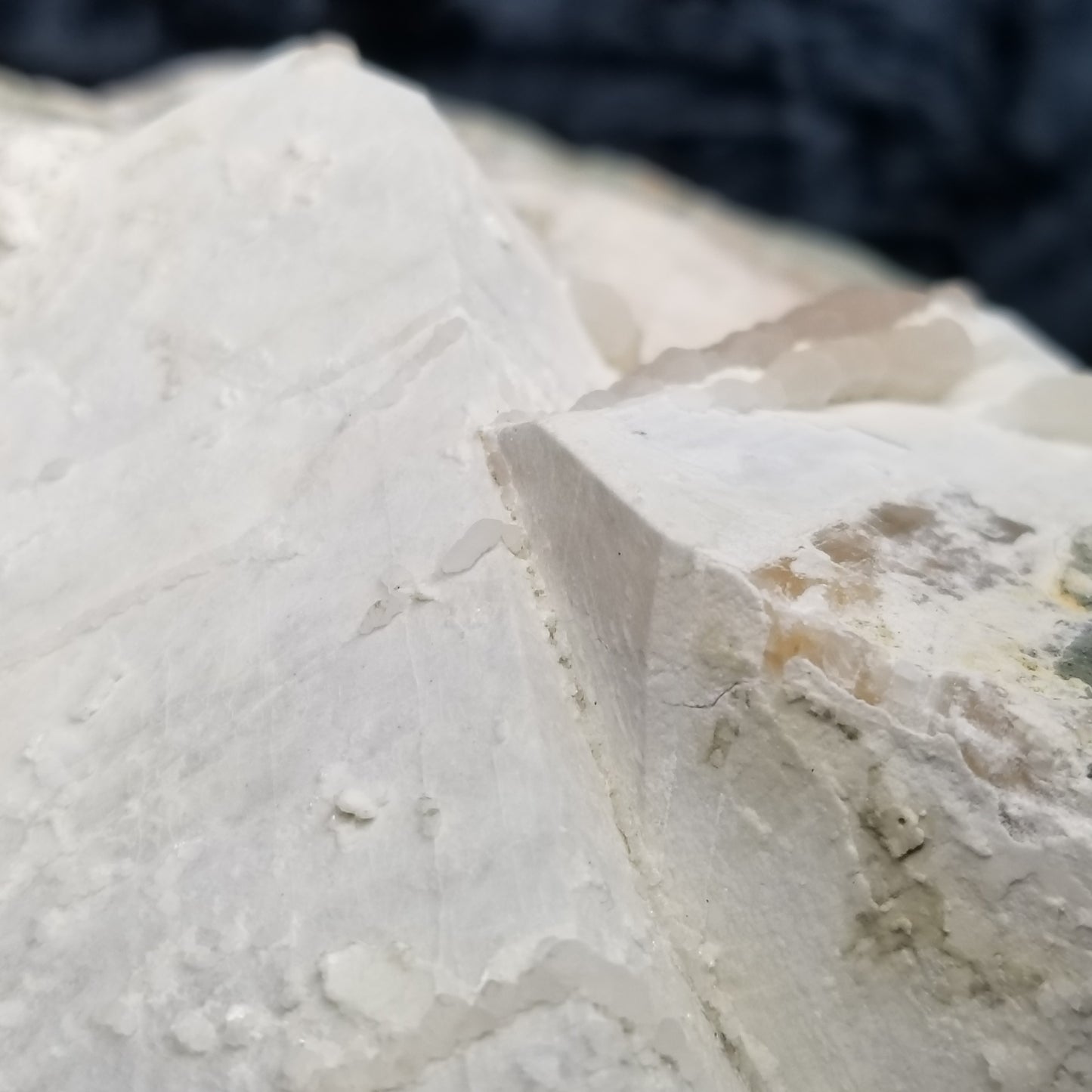 #11063 White Dolomite with small clear Nailhead Spar Calcite on Combined form Calcite and Calcite block formation with Calcite crystals on it and Spirit Quartz
