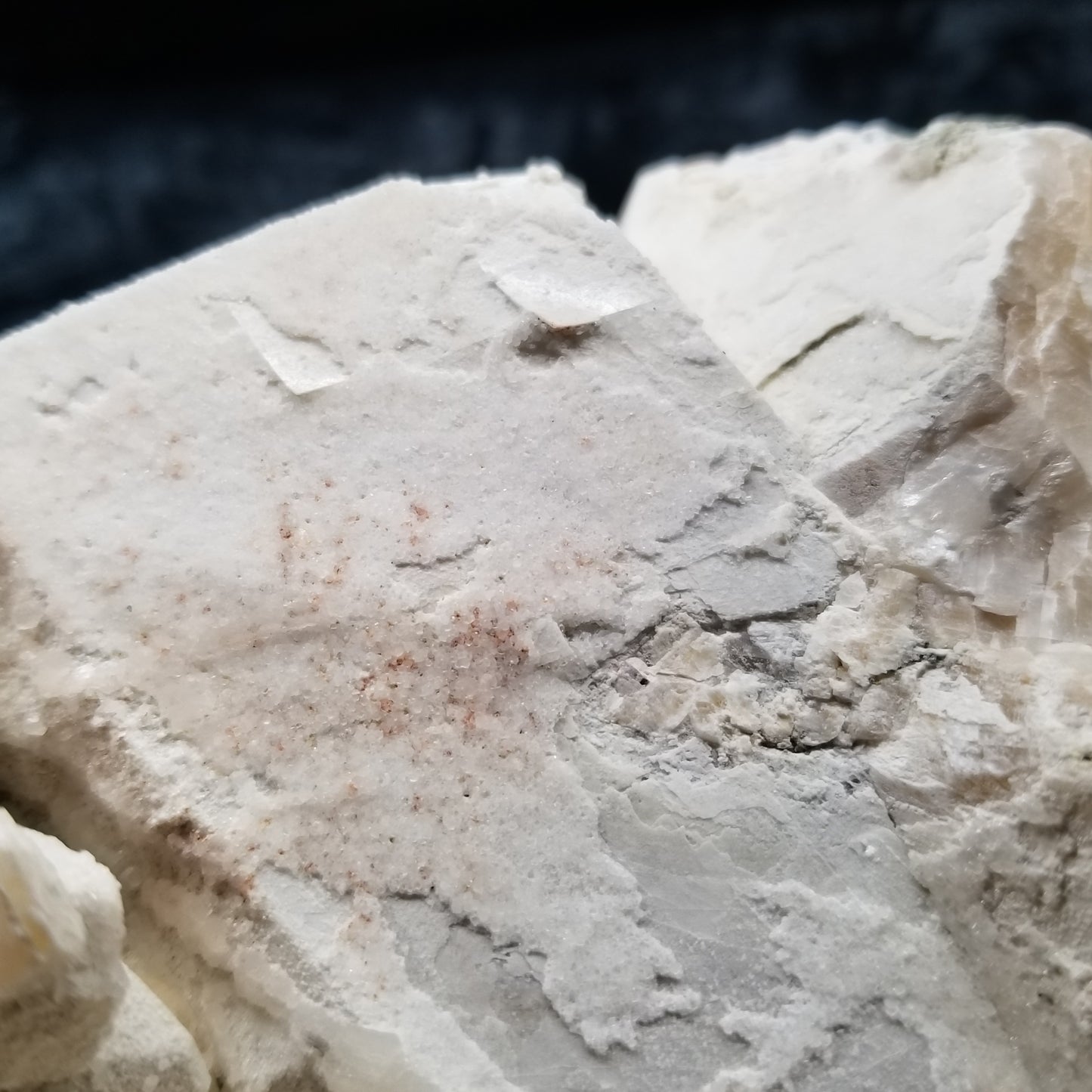 #11063 White Dolomite with small clear Nailhead Spar Calcite on Combined form Calcite and Calcite block formation with Calcite crystals on it and Spirit Quartz