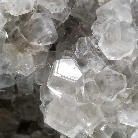 #33000 Clear Nailhead Spar Calcite on Chalcopyrite ore and multiple small fossils in the matrix