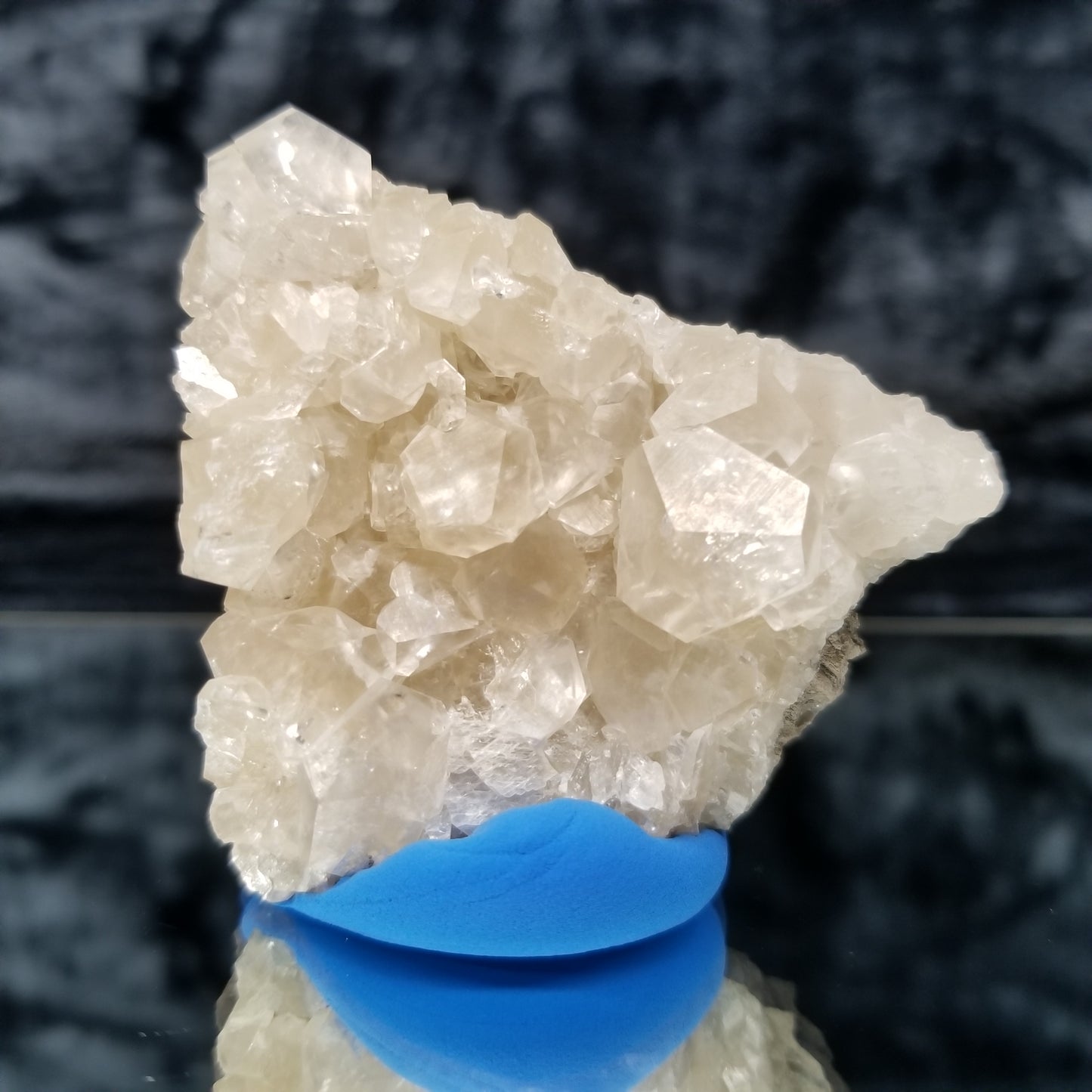 #33004 Super clear Nailhead Spar Calcite cluster, Chalcopyrite ore and multiple small fossils in the matrix