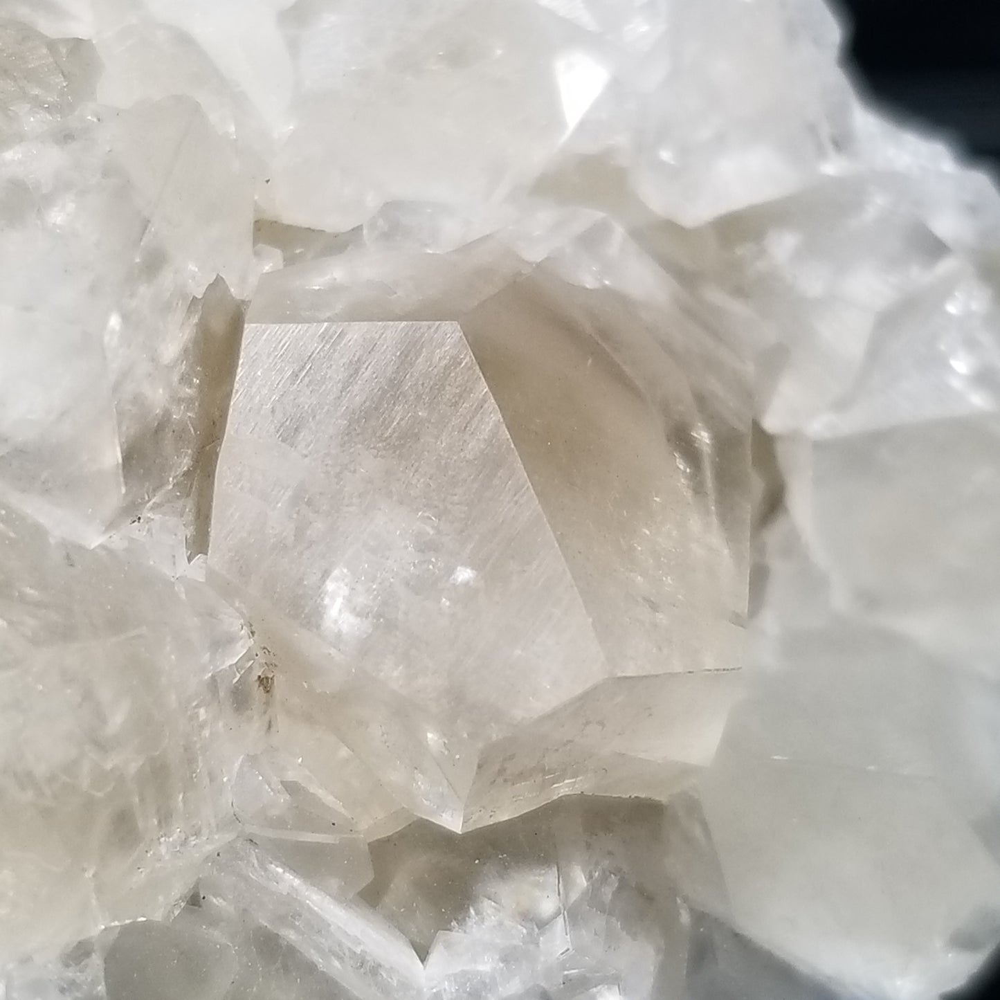 #33005 Super clear Nailhead Spar Calcite cluster, Chalcopyrite ore and multiple small fossils in the matrix