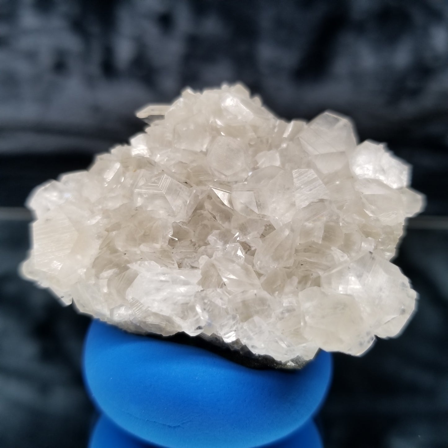 #33006 Super clear Nailhead Spar Calcite cluster, Chalcopyrite ore and multiple small fossils in the matrix