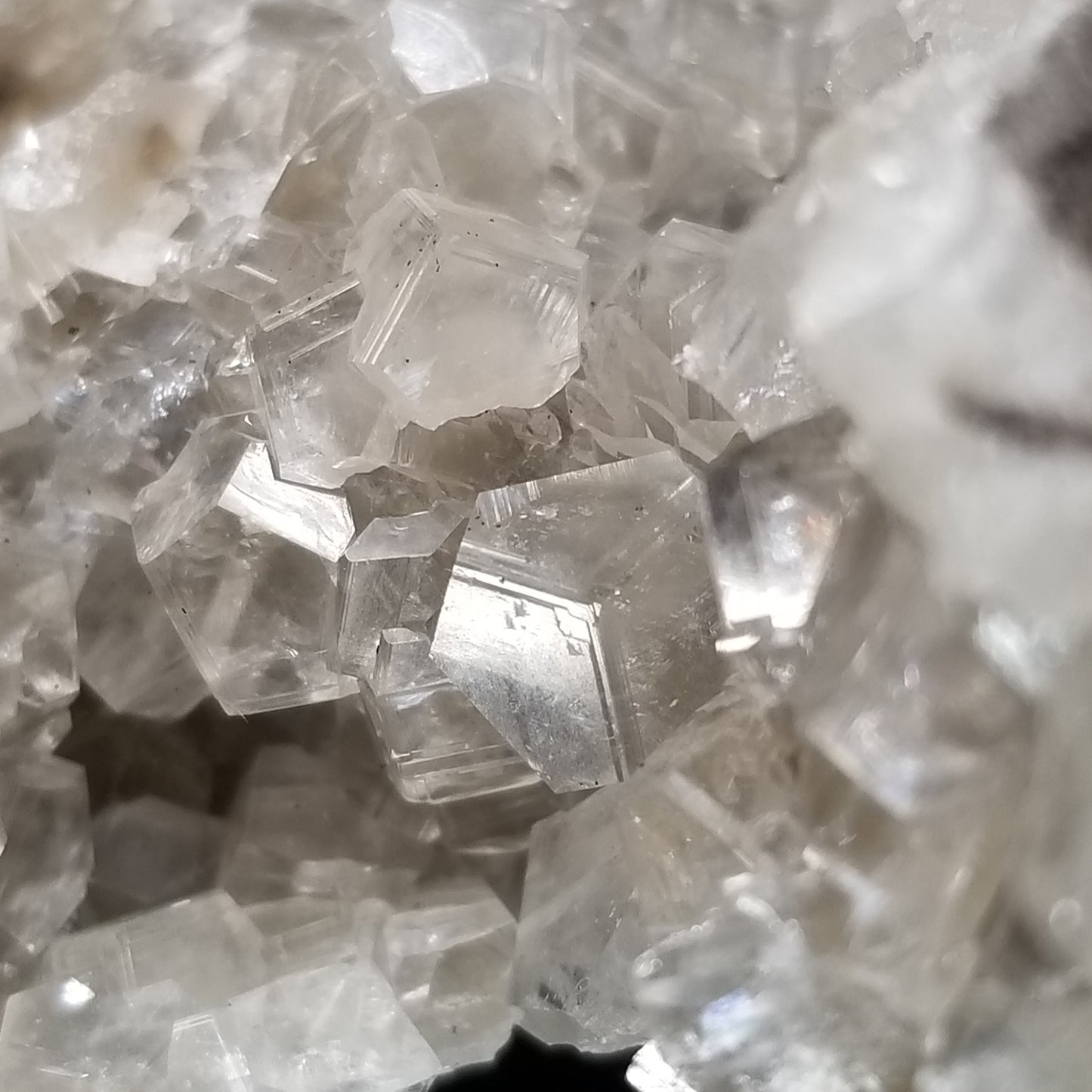 #33007 Super clear Nailhead Spar Calcite cluster, Chalcopyrite ore and multiple small fossils in the matrix