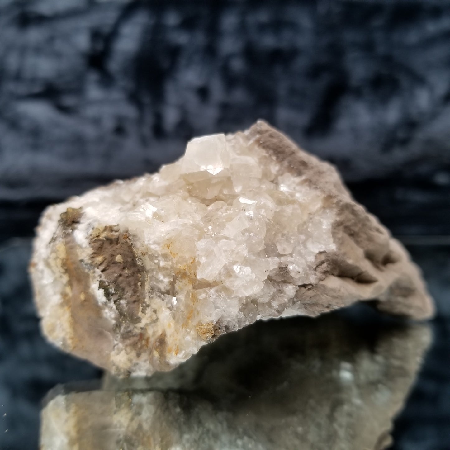 #33007 Super clear Nailhead Spar Calcite cluster, Chalcopyrite ore and multiple small fossils in the matrix